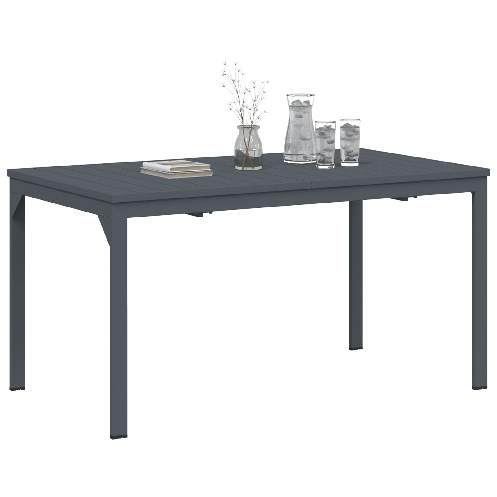 Garden Table Dark Grey Aluminium Large Expandable Table Leaves - Image 3
