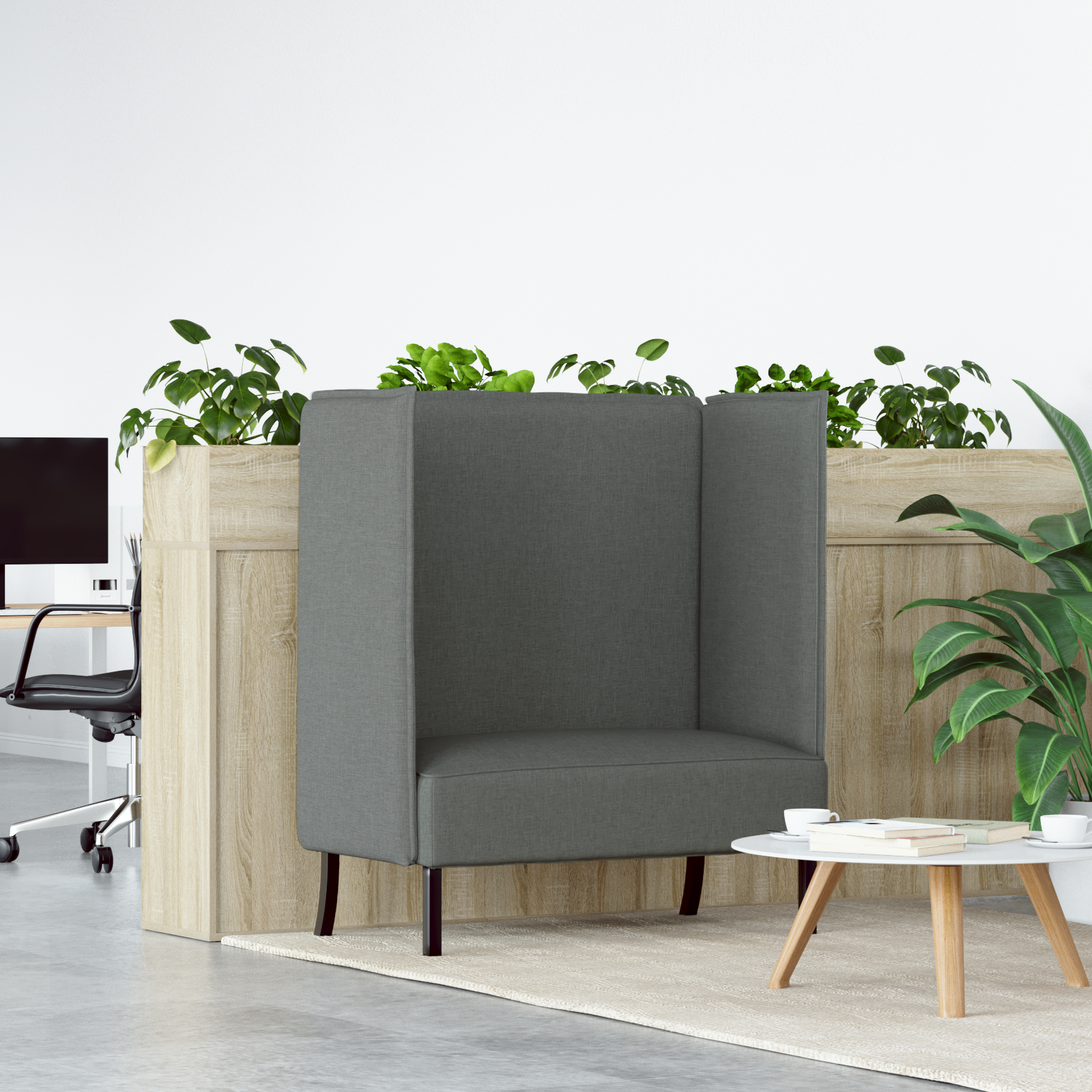 Highback Sofa Dark Grey 109x56x121 cm Fabric