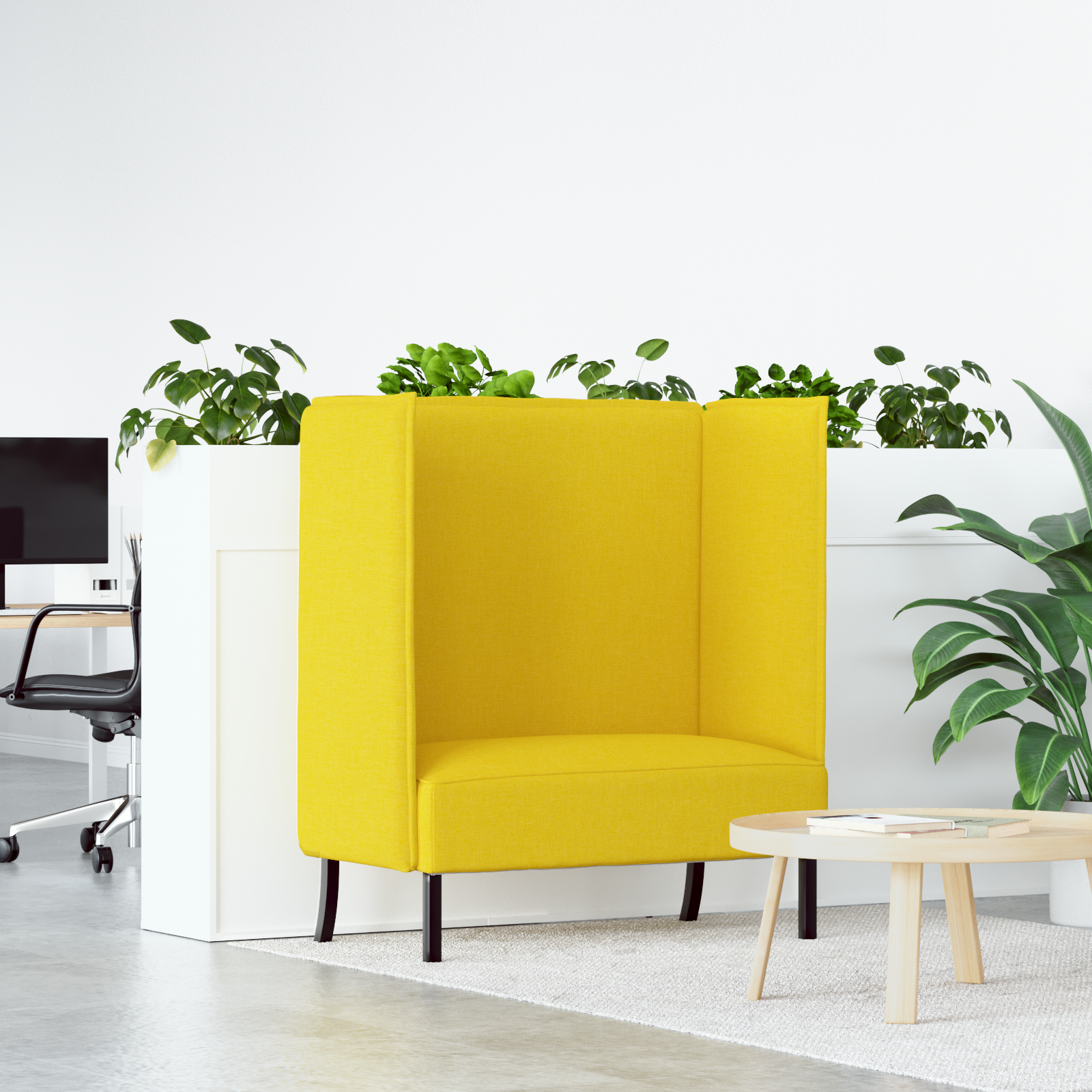 Highback Sofa Light Yellow 109x56x121 cm Fabric