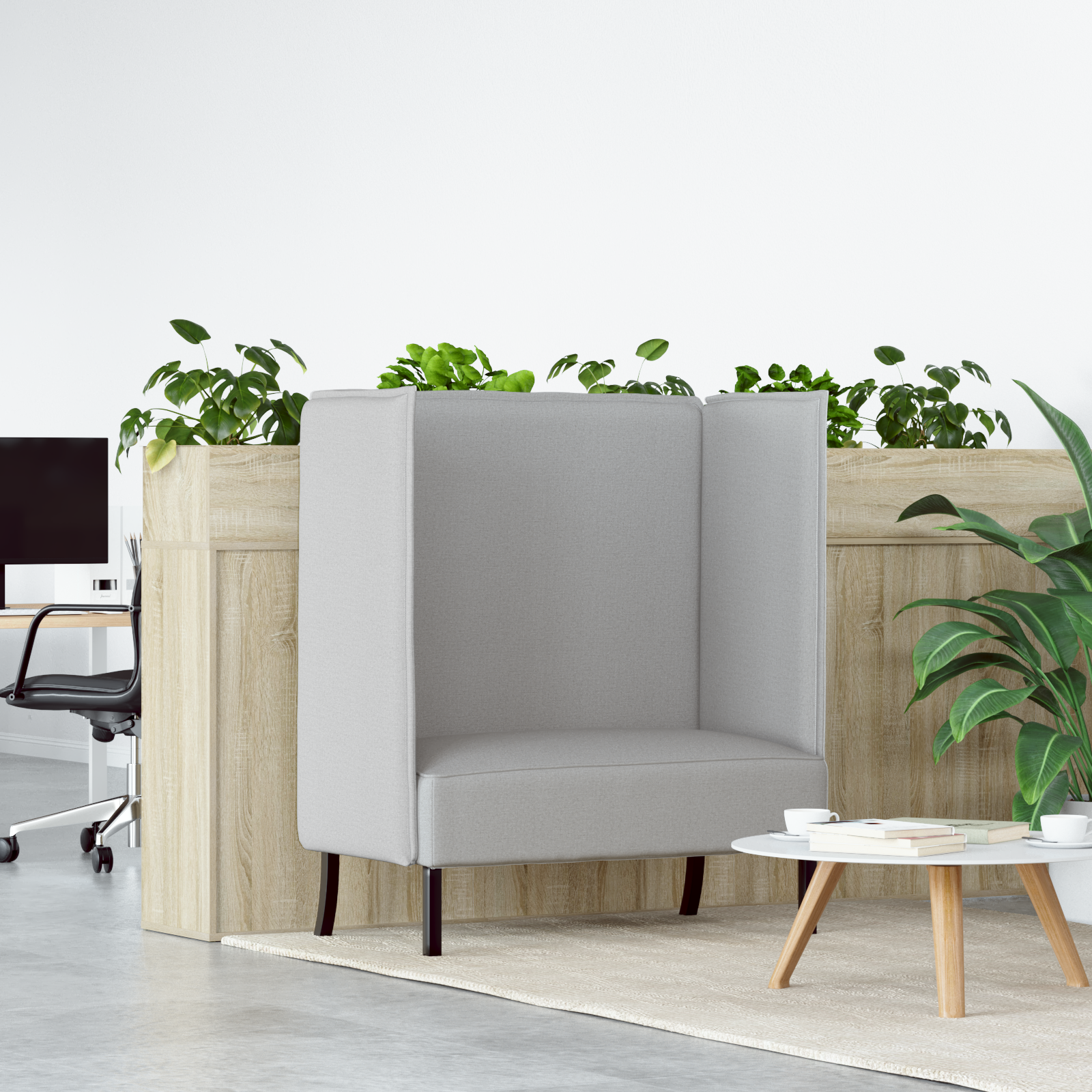 Highback Sofa Cloud Grey 109x56x121 cm Fabric