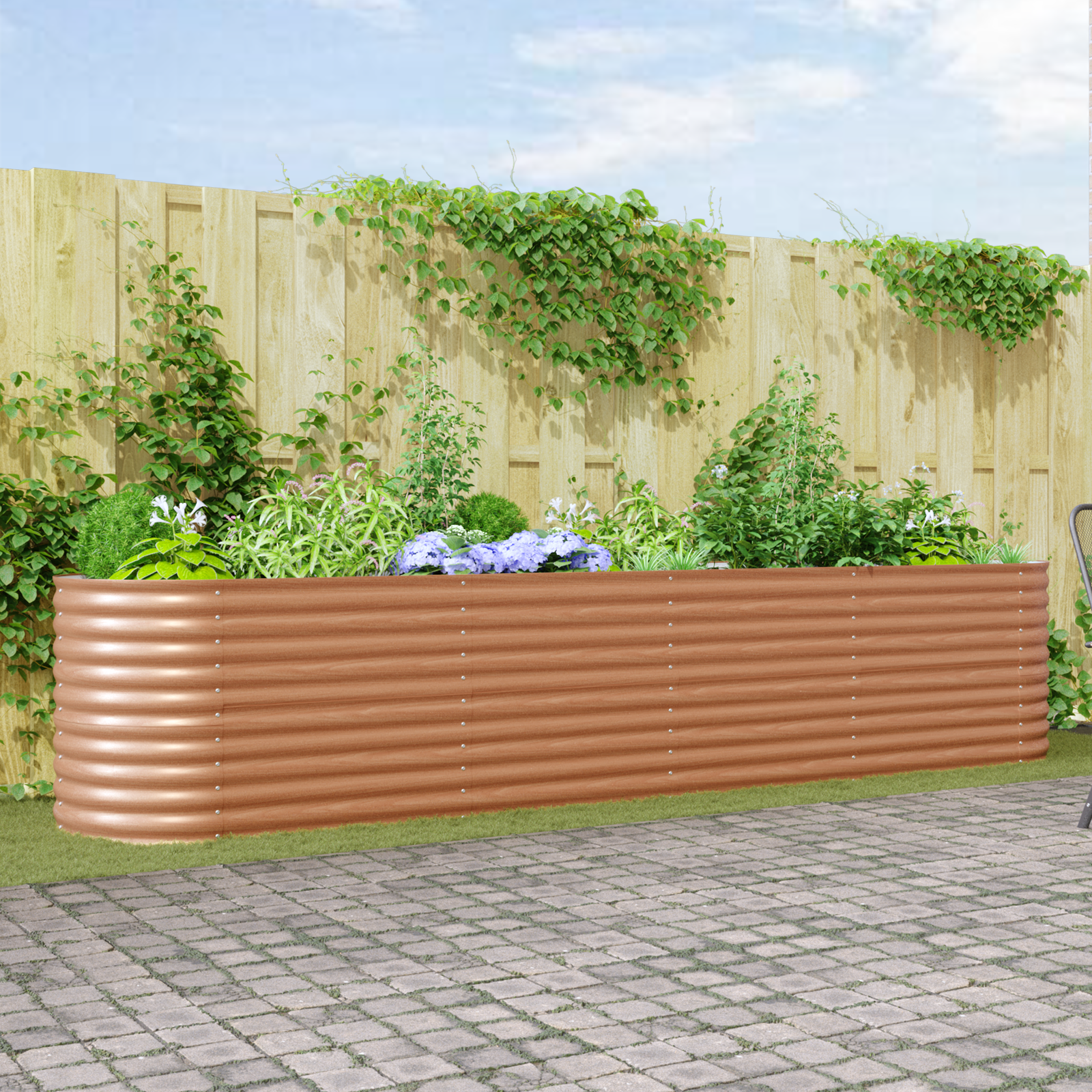 Tuin Verhoogde Bak Hout effect Gegalvaniseerd staal
