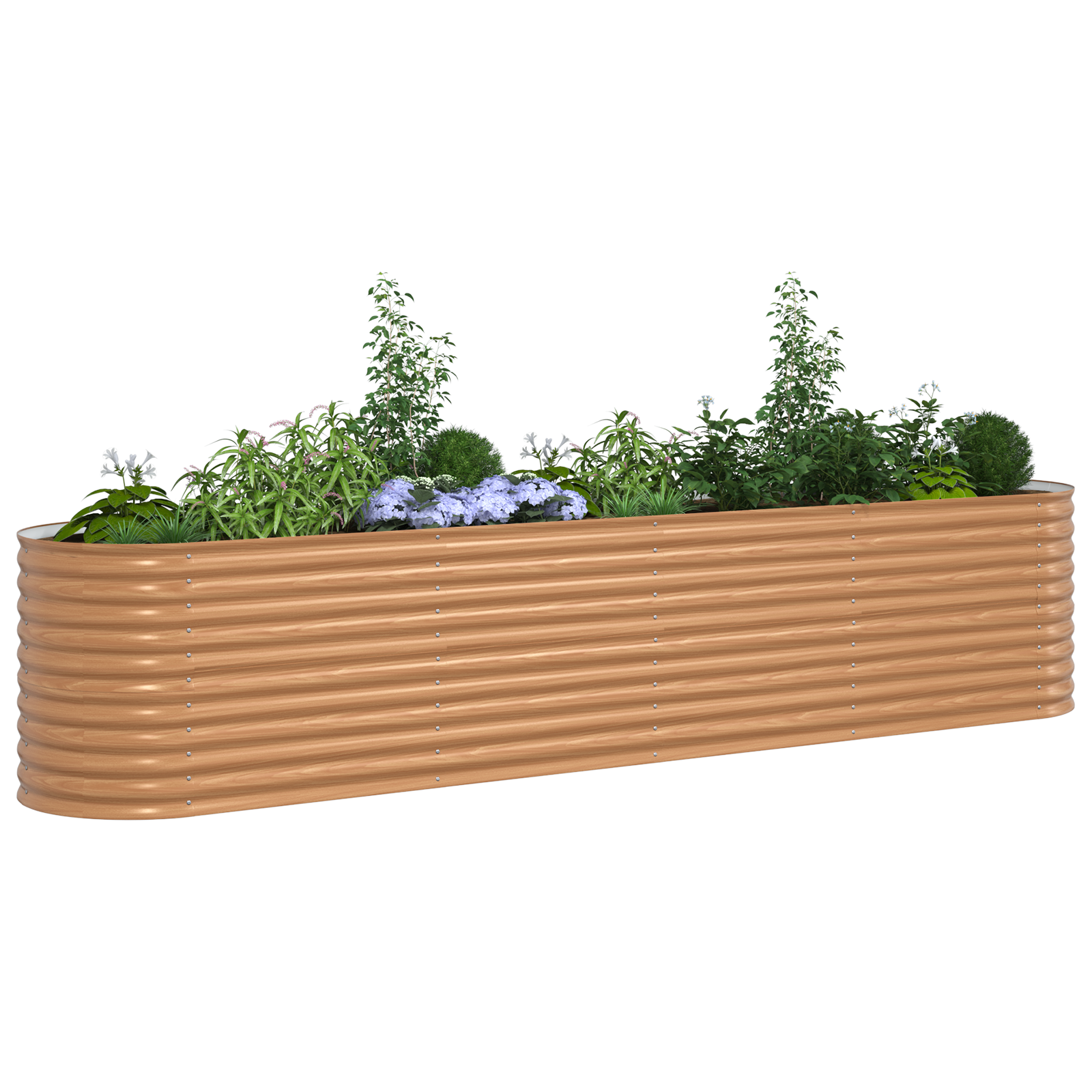 Garden Raised Bed Wood effect Galvanized steel 400 x 80 x 81 cm - Image 3
