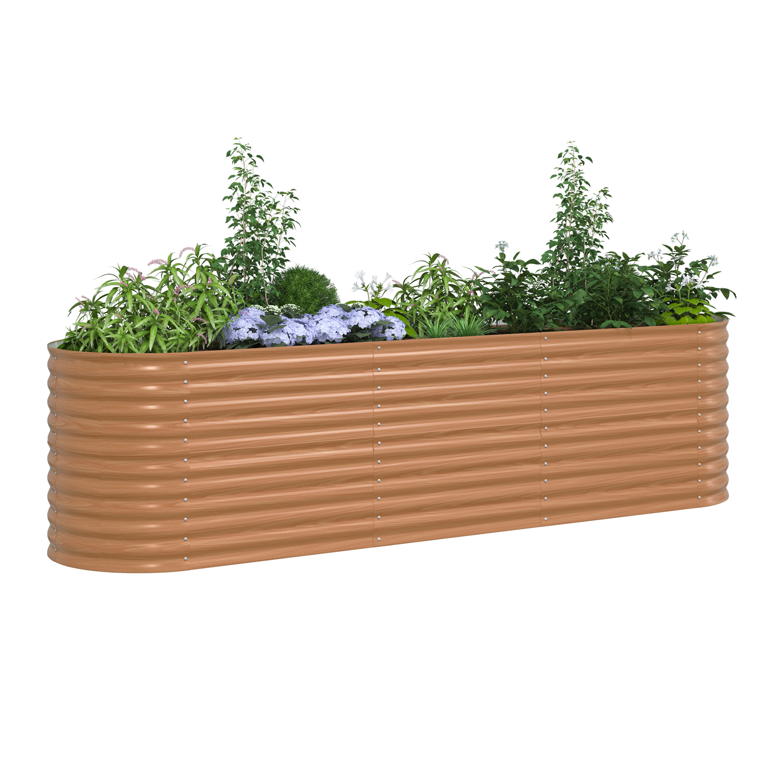 Raised Bed Planter Wood Effect Metal 320 X 80 X 81 cm Durable - Image 3