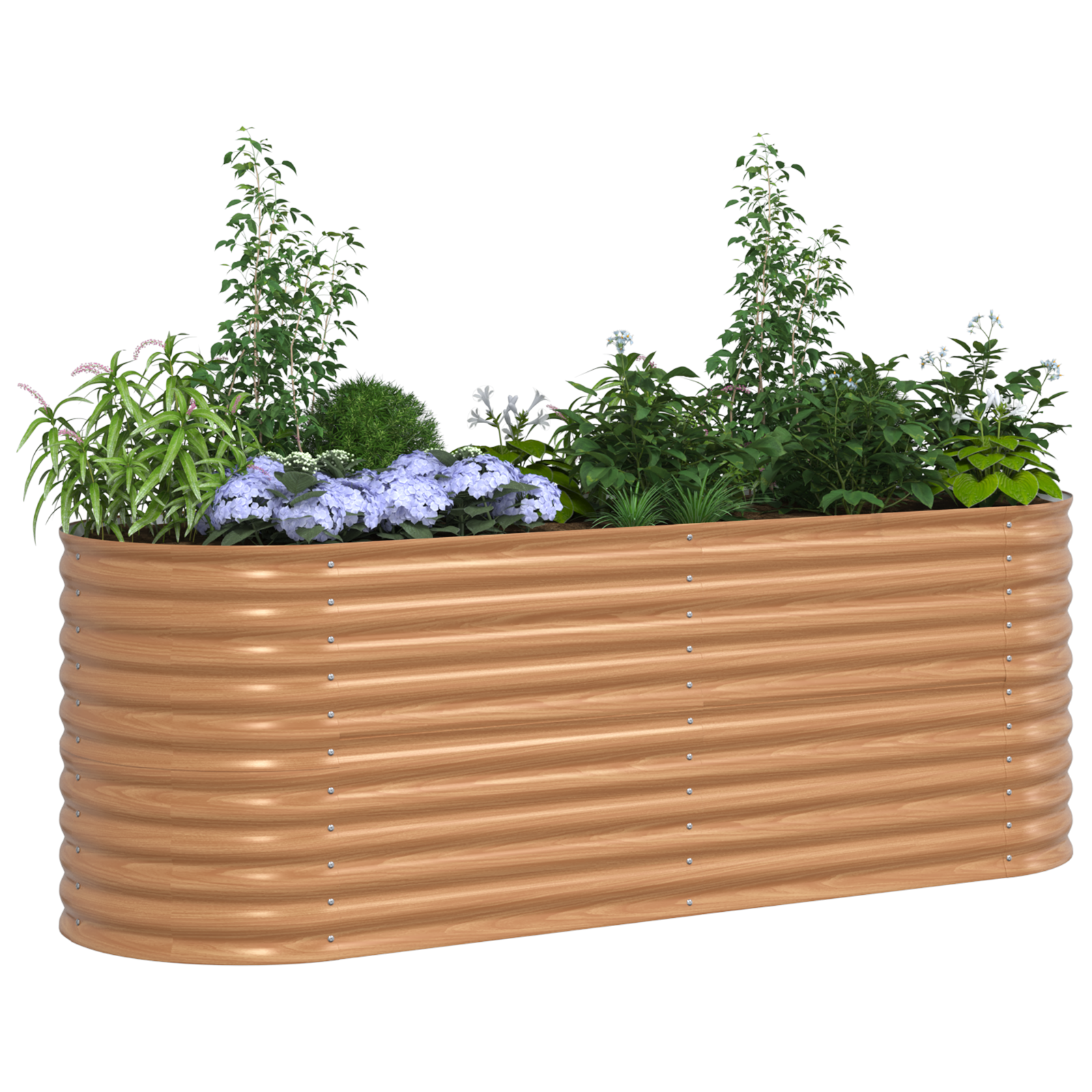 Brown Raised Garden Bed - Wood Look 240x80x81 cm Steel - Image 3