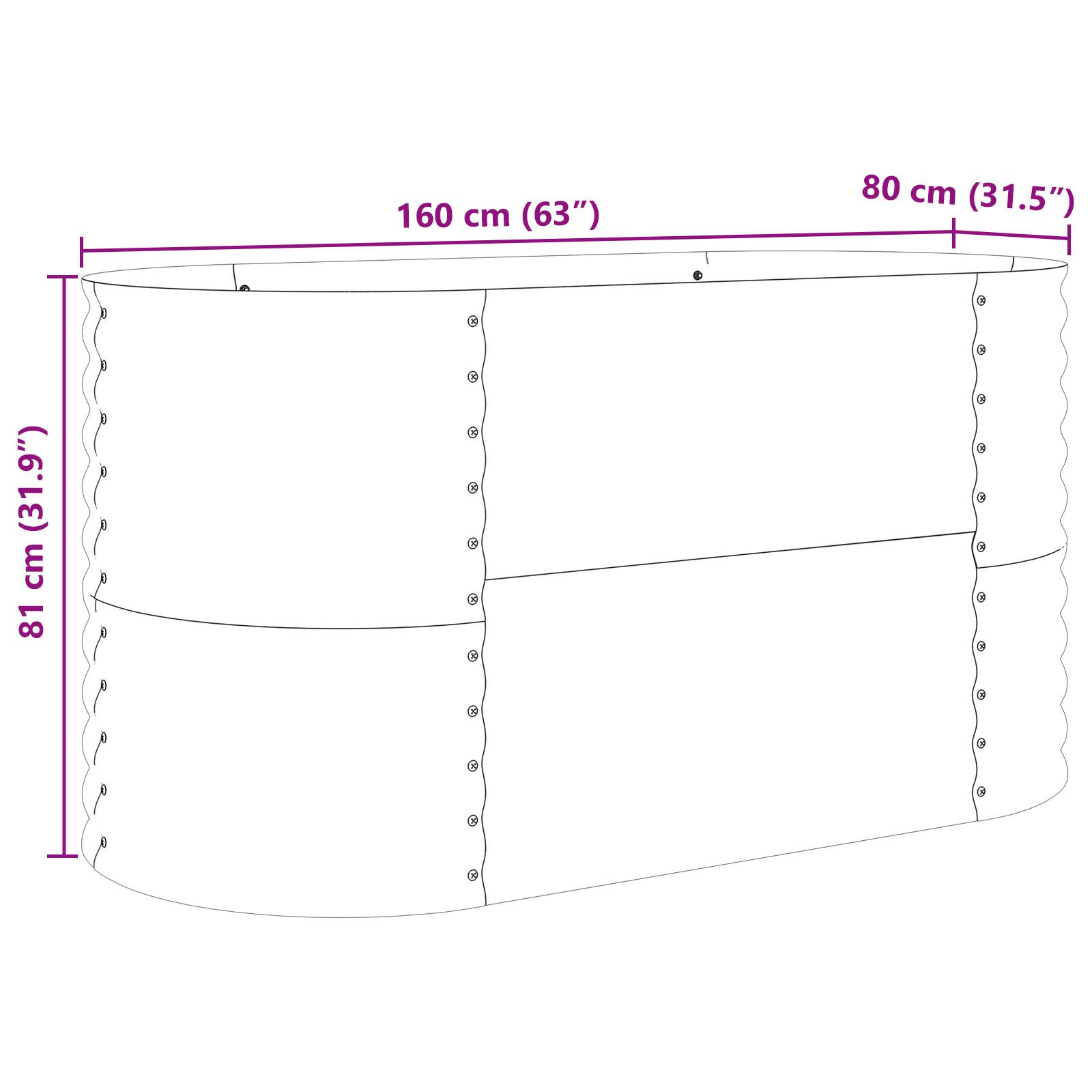 Raised Garden Bed Brown with Wood Look 160x80x81 cm Steel - Image 8