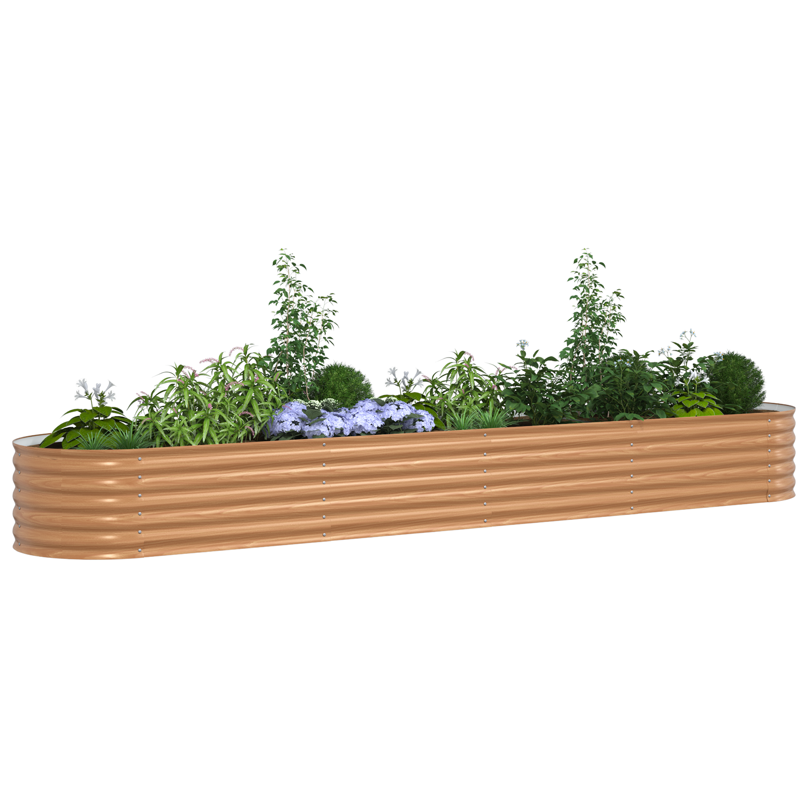 Raised Garden Bed Brown with Wood Look 400x80x44 cm Steel - Image 3