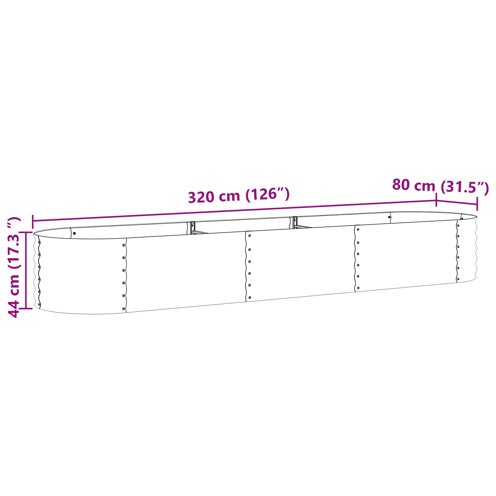 Raised Garden Bed Brown with Wood Look 320x80x44 cm Steel - Image 9