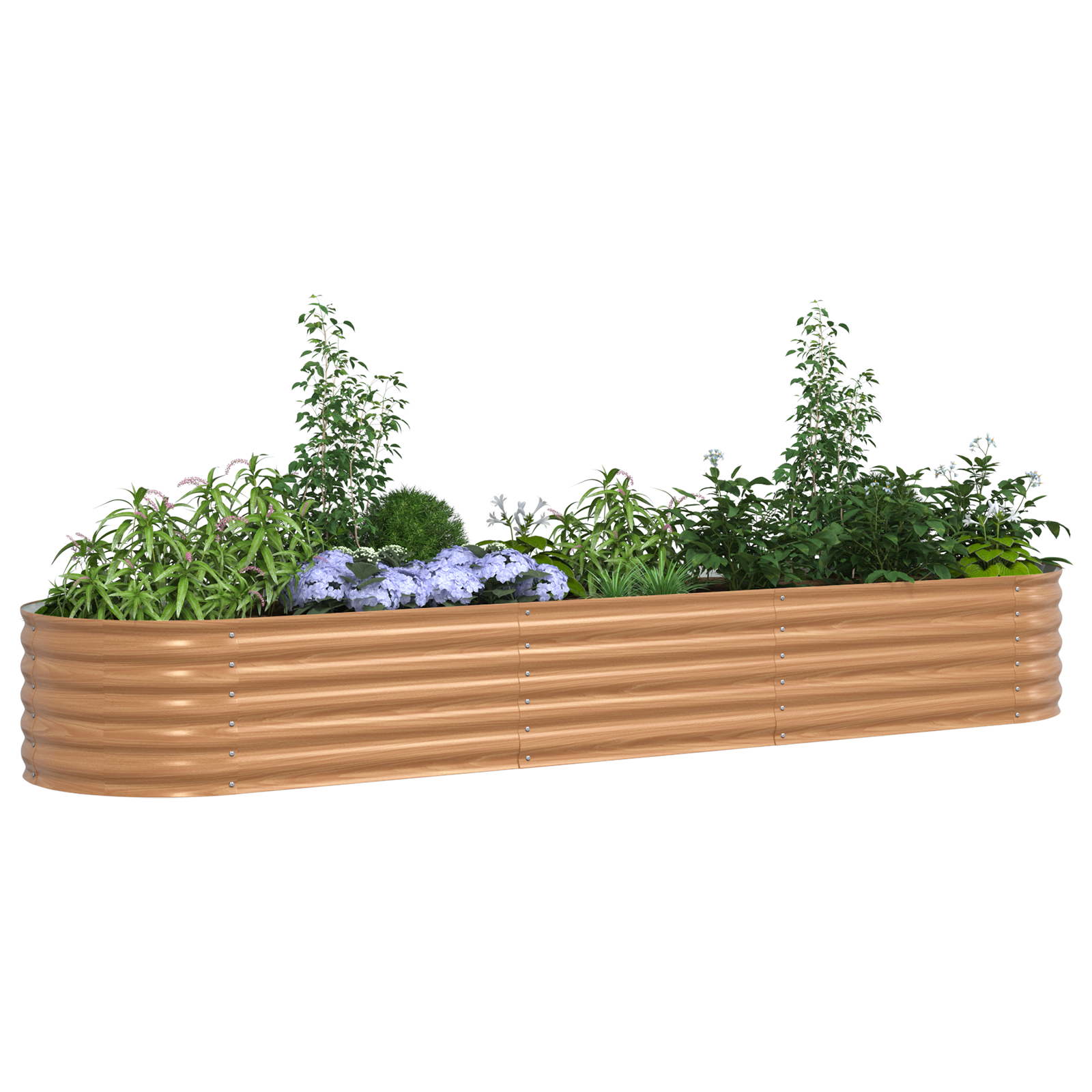 Raised Garden Bed Brown with Wood Look 320x80x44 cm Steel - Image 3