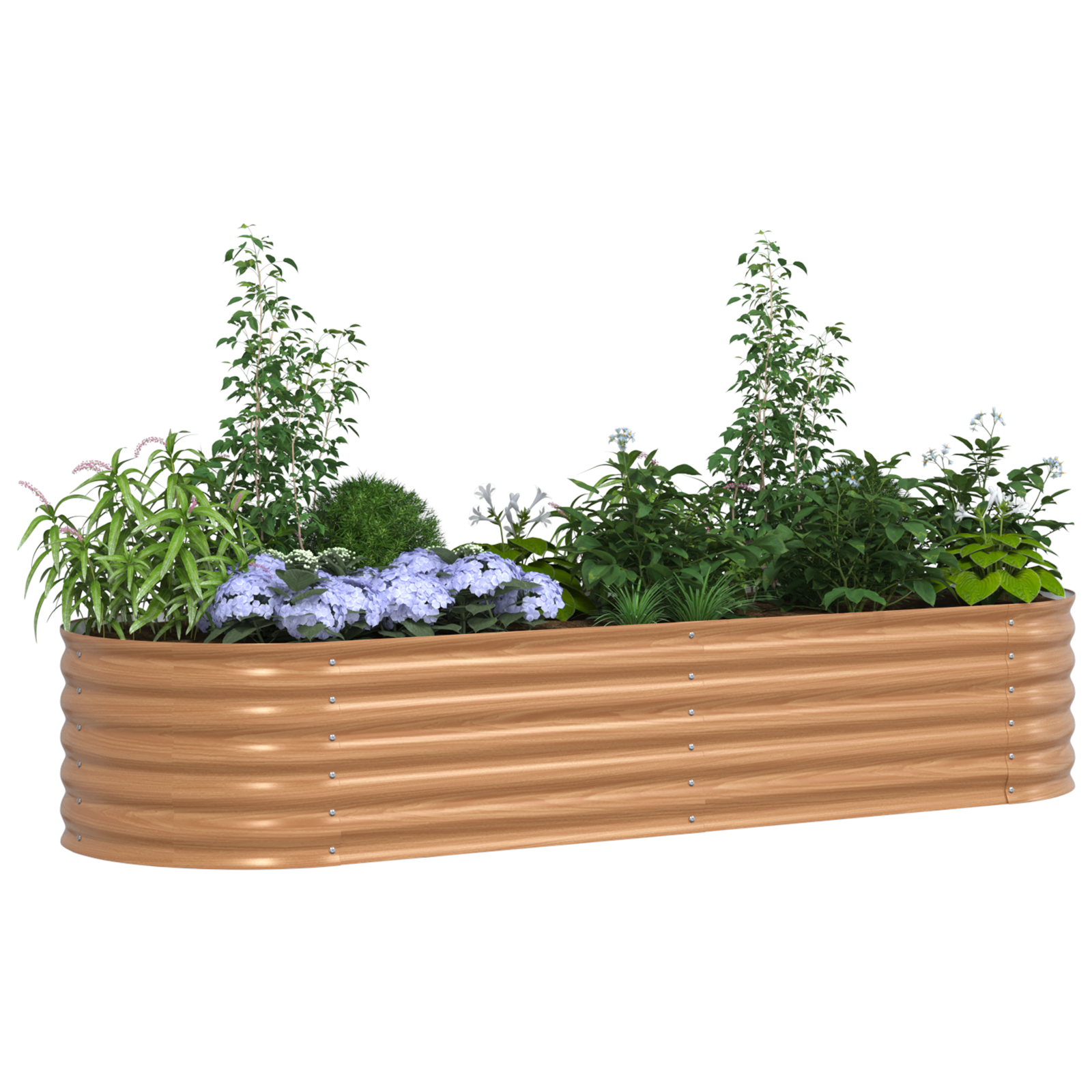 Raised Garden Bed Brown with Wood Look 240x80x44 cm Steel - Image 3