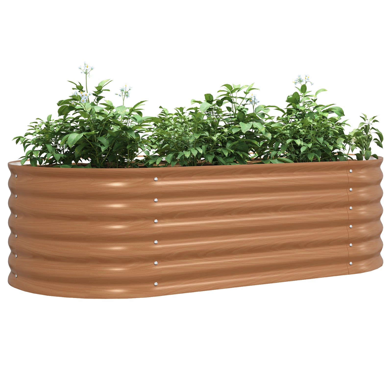 Brown Raised Garden Bed with Wood Look 160x80x44 cm Steel - Image 3