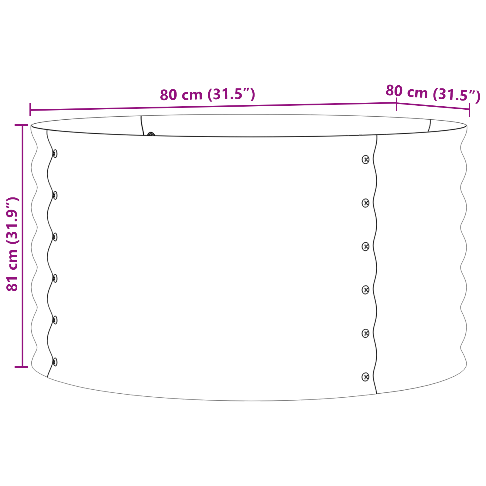 Raised Garden Bed Brown with Wood Look 80x80x44 cm Steel - Image 8