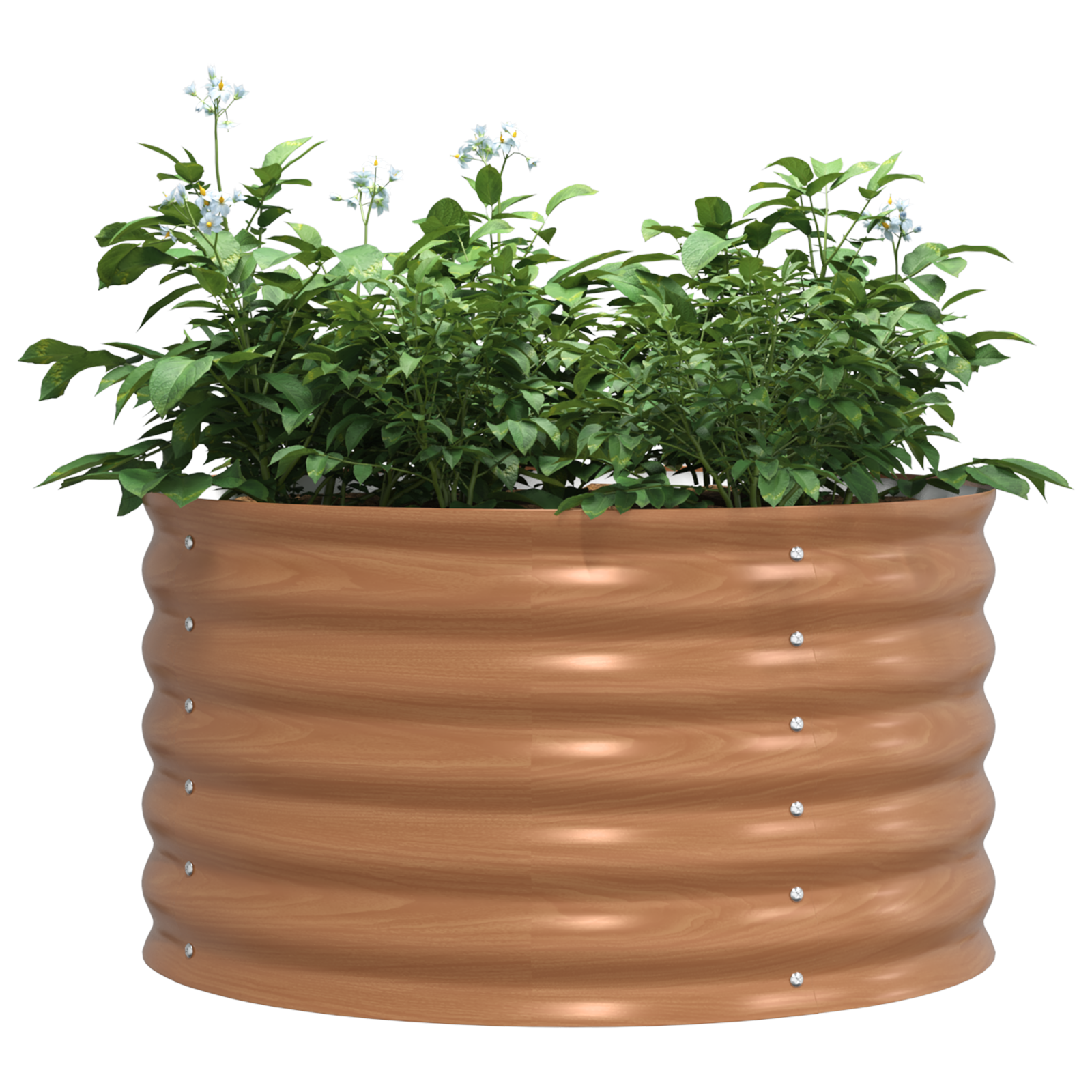 Raised Garden Bed Brown with Wood Look 80x80x44 cm Steel - Image 3