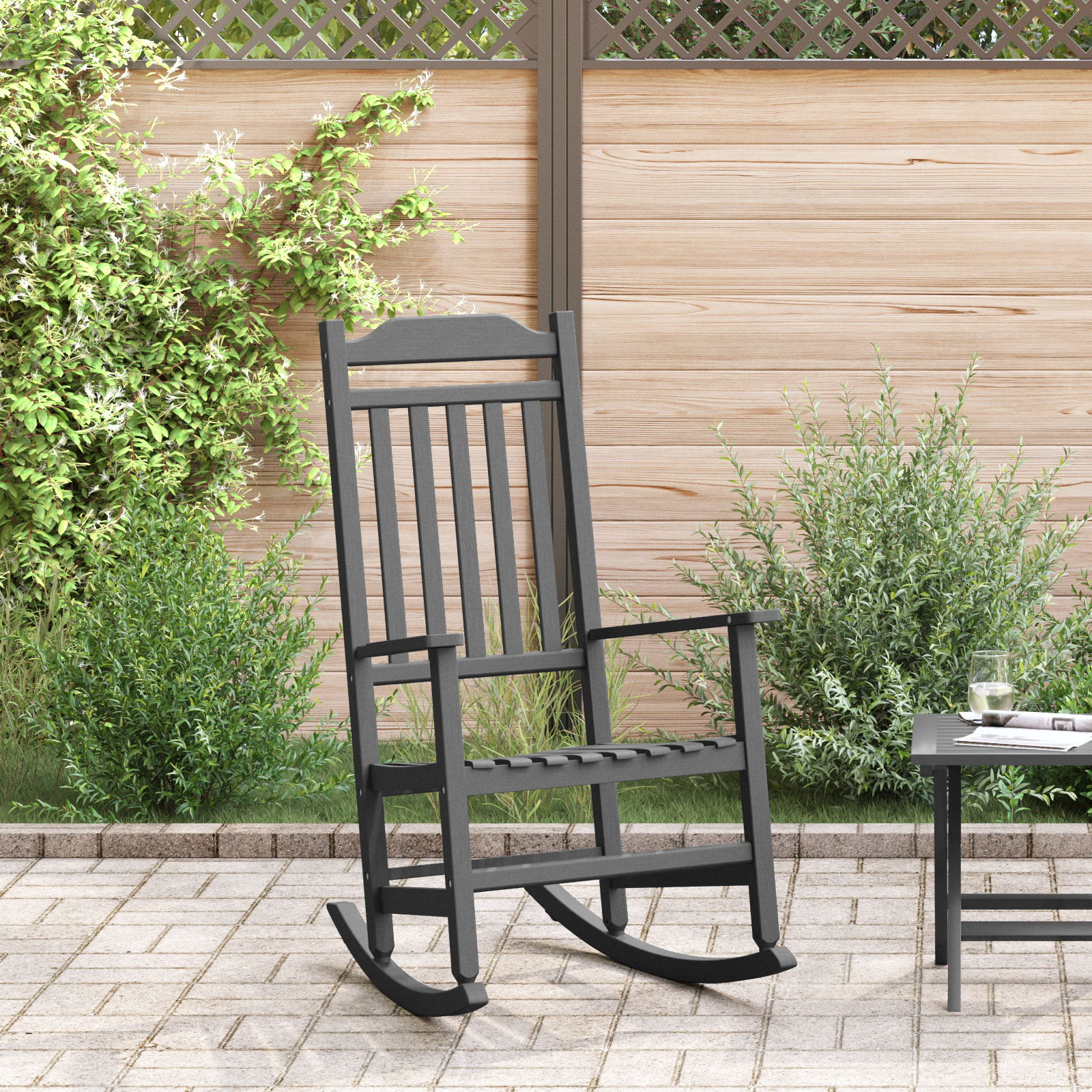 Garden Rocking Chair Black 65x84x114 cm HDPE