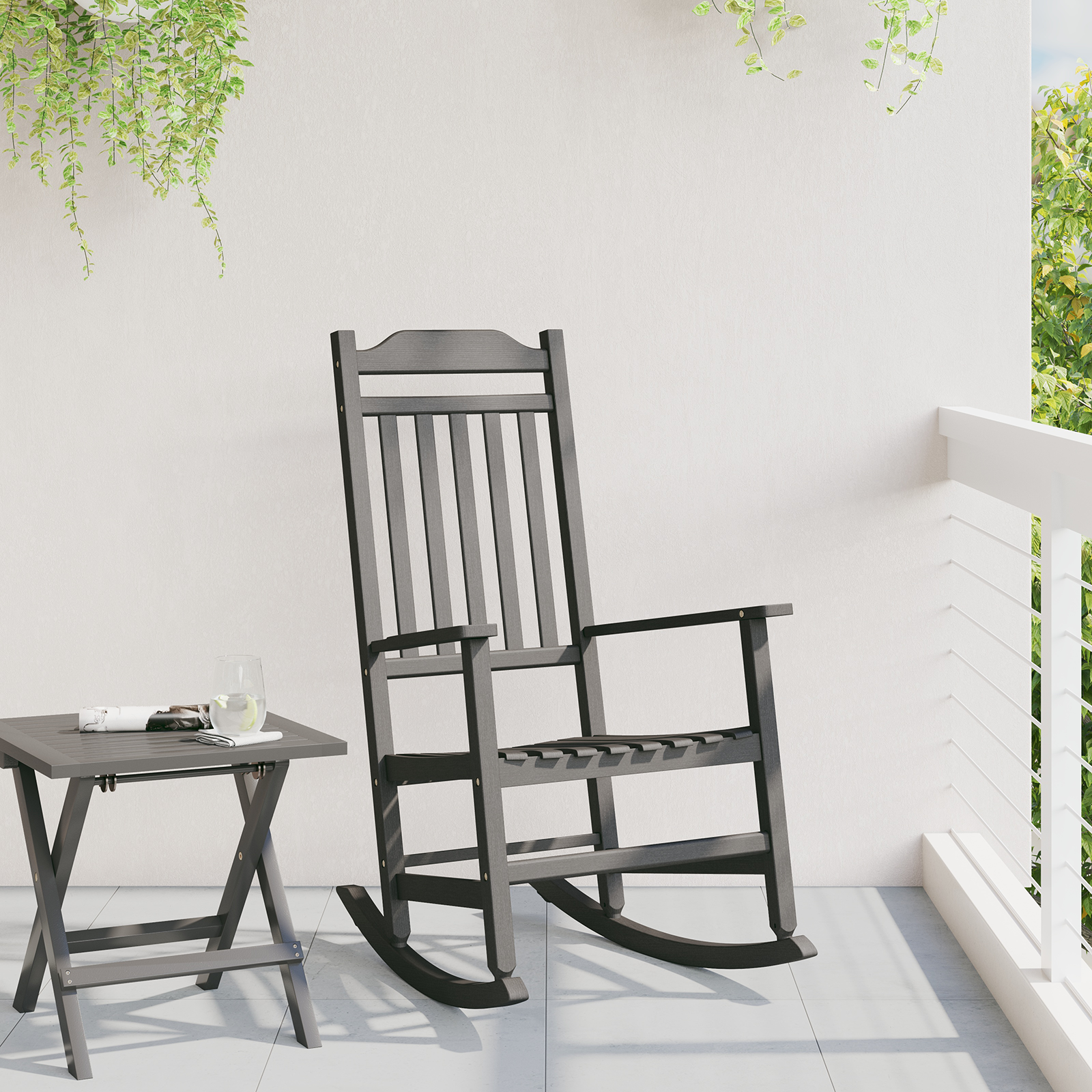 Garden Rocking Chair Black 65x84x114 cm HDPE - Image 3