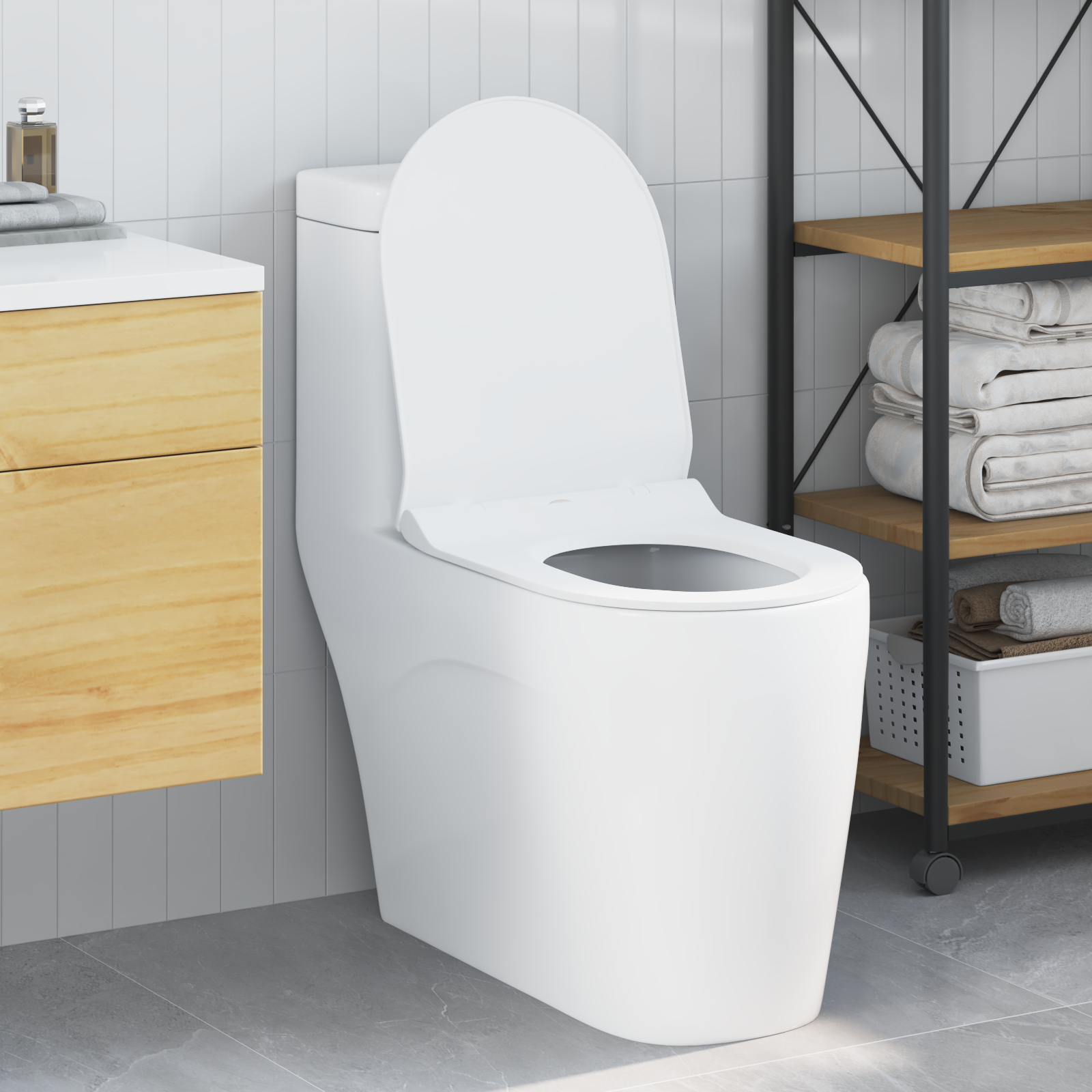 vidaXL Capacul de toaletă Manual Alb 48.5 x 36 x 5 cm Polipropilenă