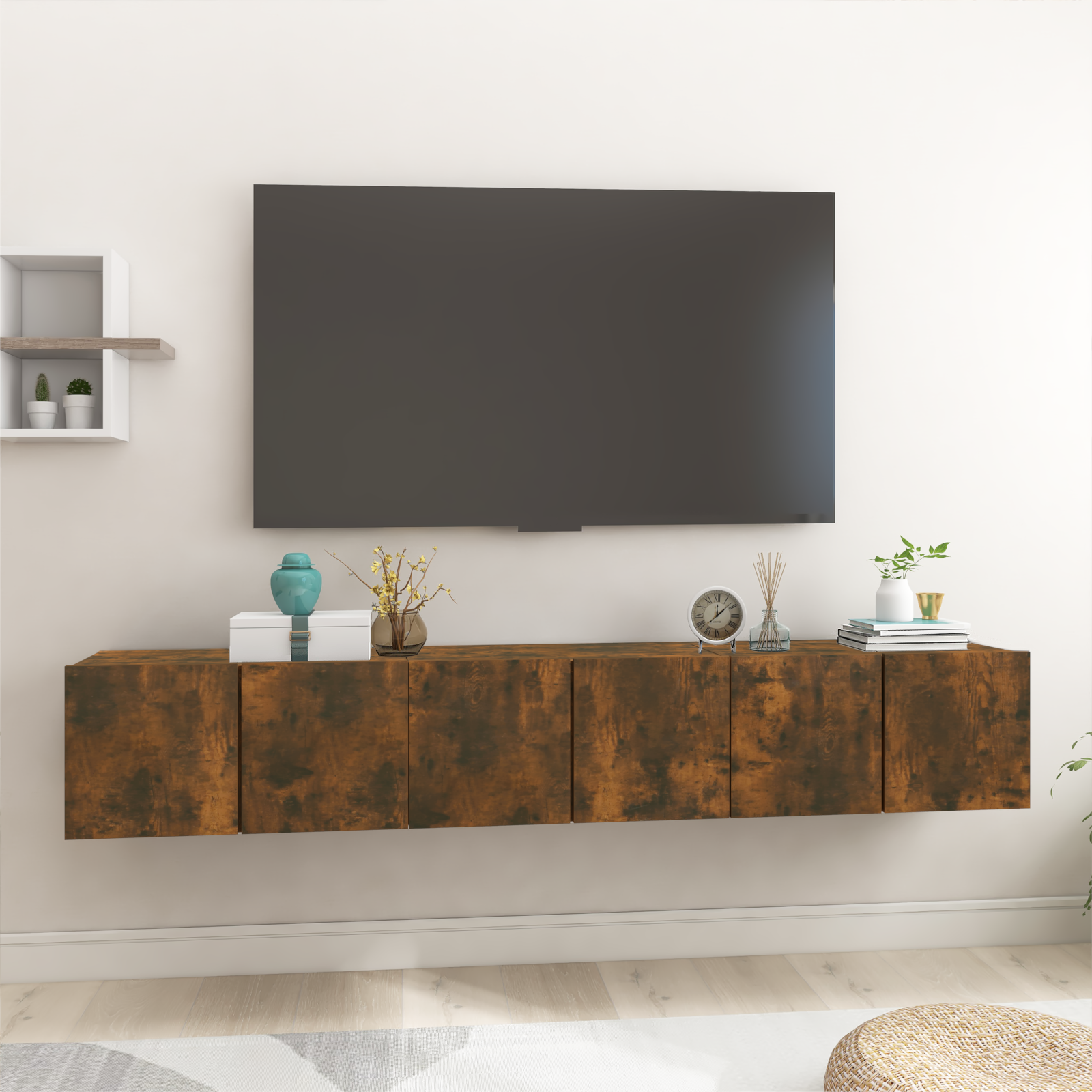 vidaXL Dulapuri TV suspendate 3 buc. stejar fumuriu 60x30x30 cm