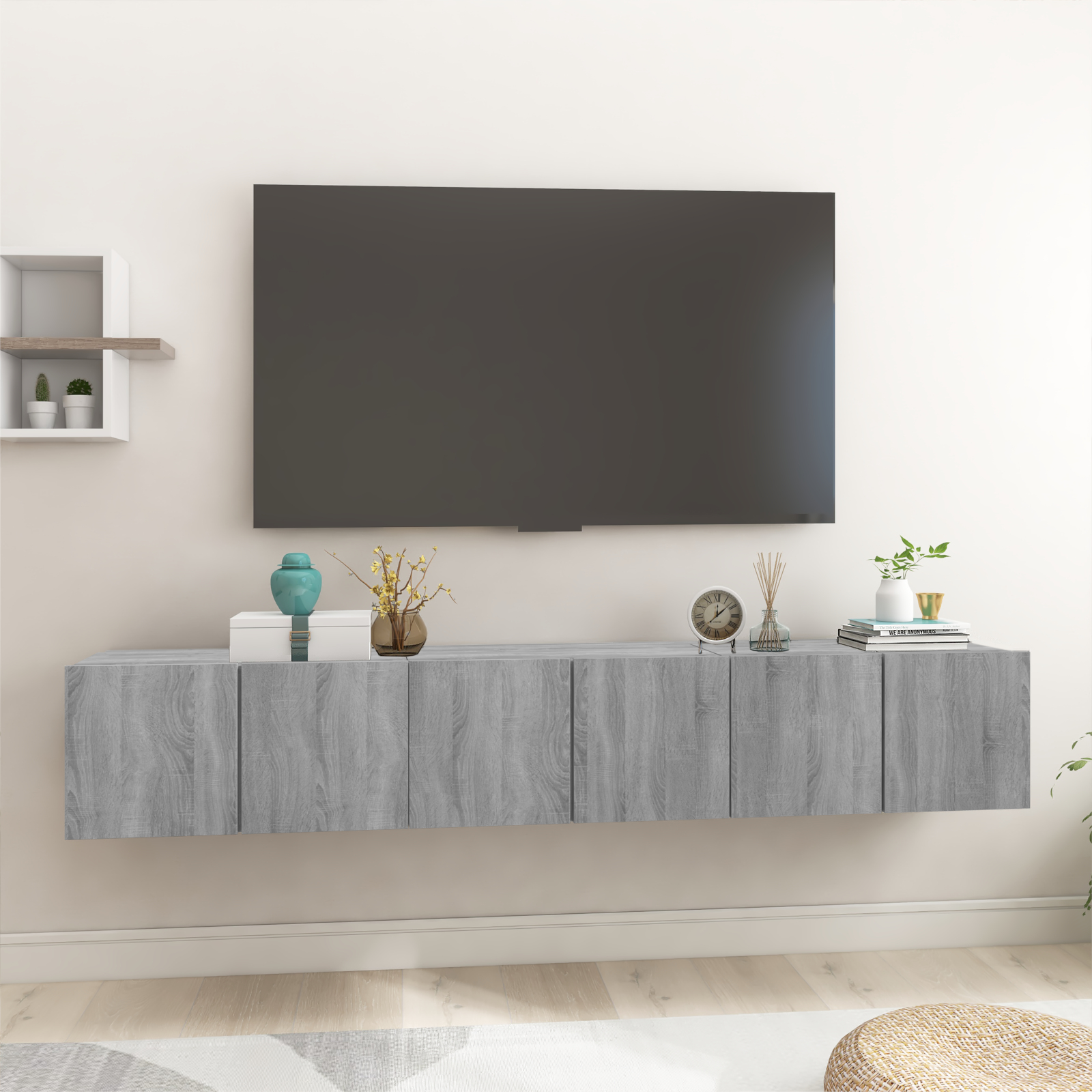 Thumbnail - vidaXL TV-Wandschränke 3 Stk. Grau Sonoma 60x30x30 cm Holzwerkstoff