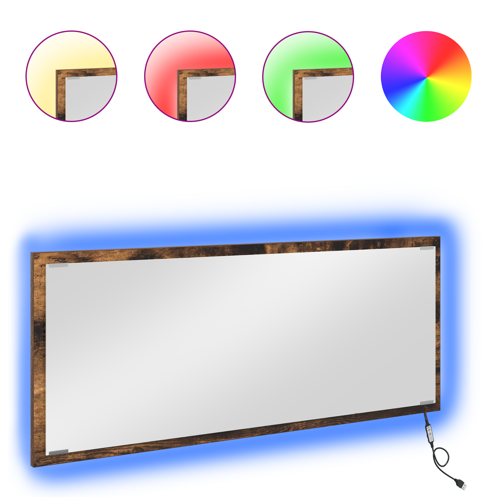 LED Bathroom Mirror Smoked Oak 90x8,5x37 cm Engineered Wood - Image 3