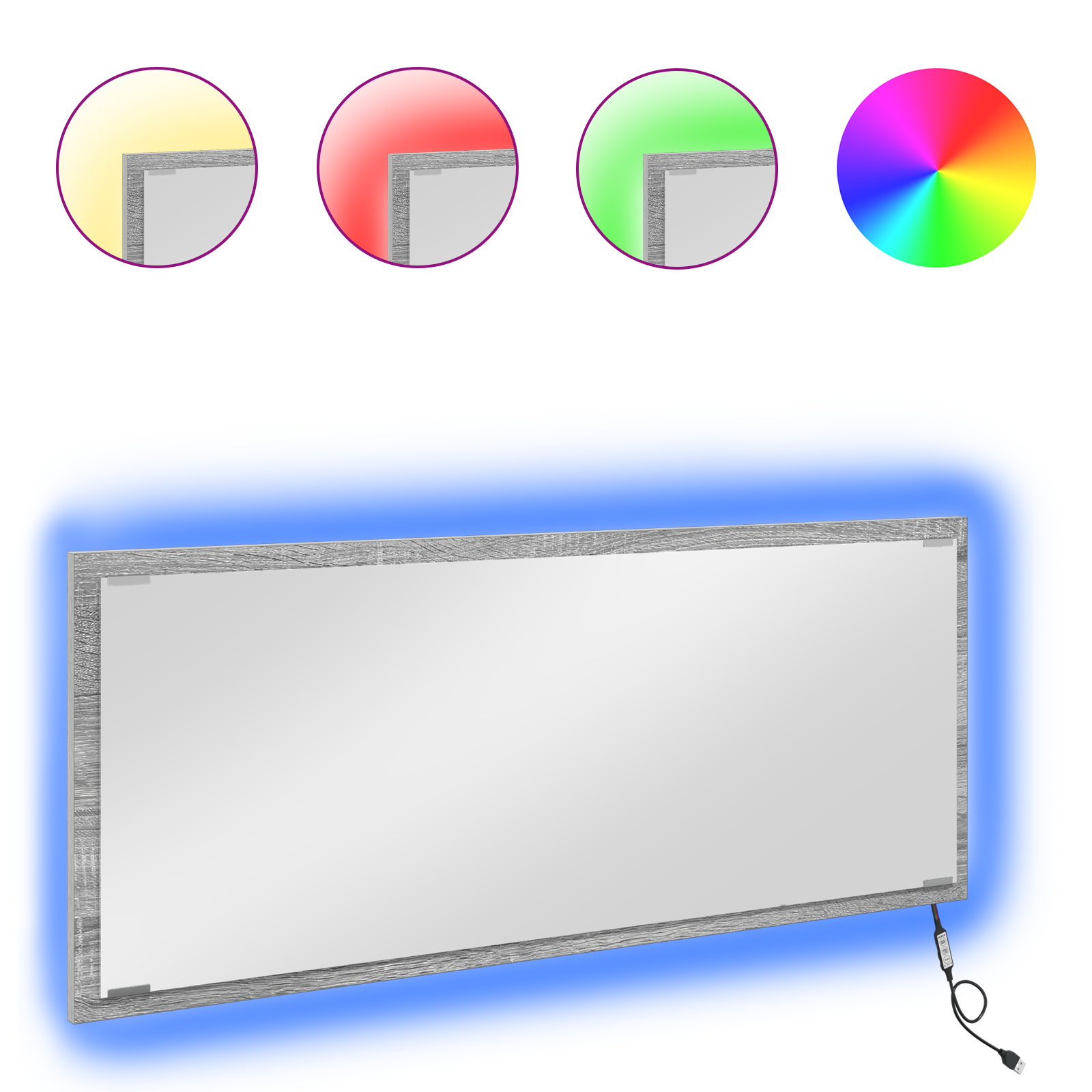 Bathroom Mirror with LED Light Grey Sonoma 90x8,5x37 cm - Image 3