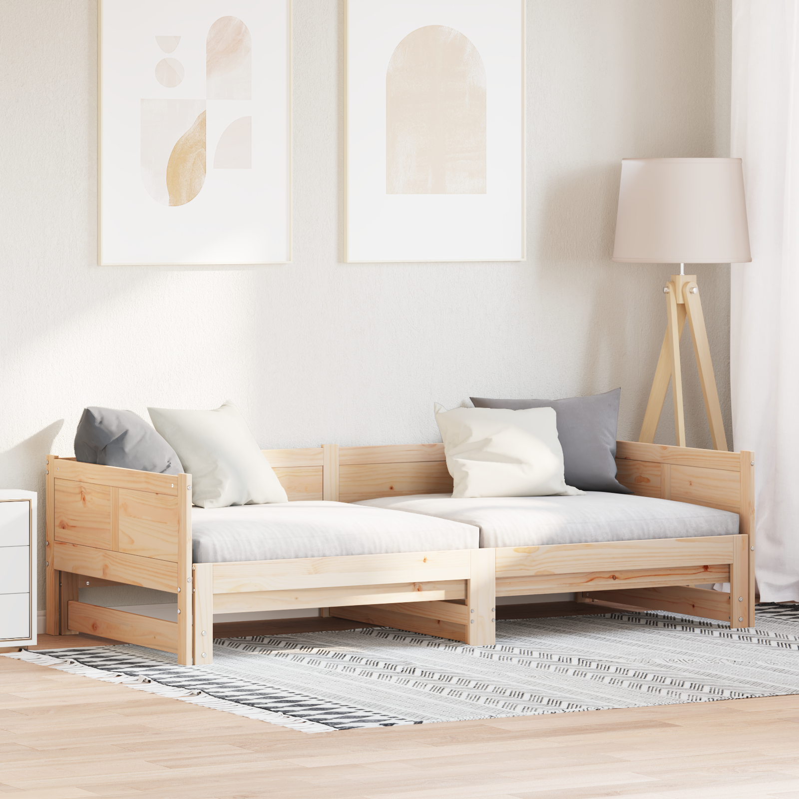 Uittrekbare Dagbed 90×200 cm Massief Hout Grenen