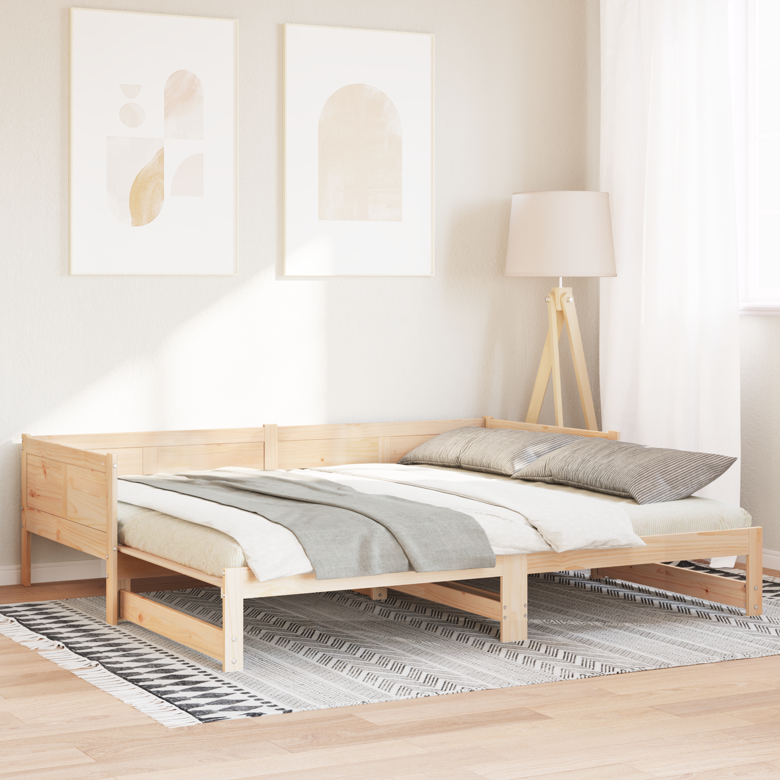ištraukiama dieninė lova 90x200 cm masyvi pušis - Image 5