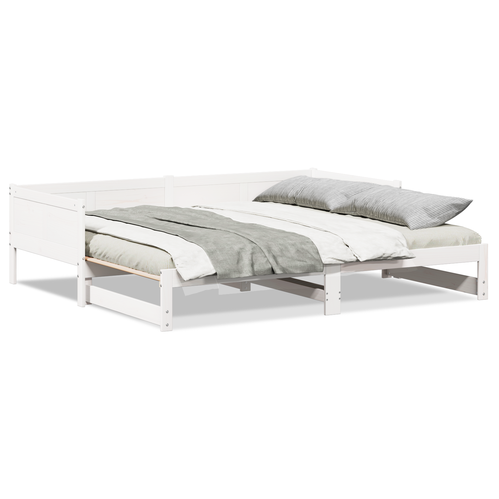 Ištraukiama dienos lova Balta 90x200 cm Kieta pušies mediena - Image 4