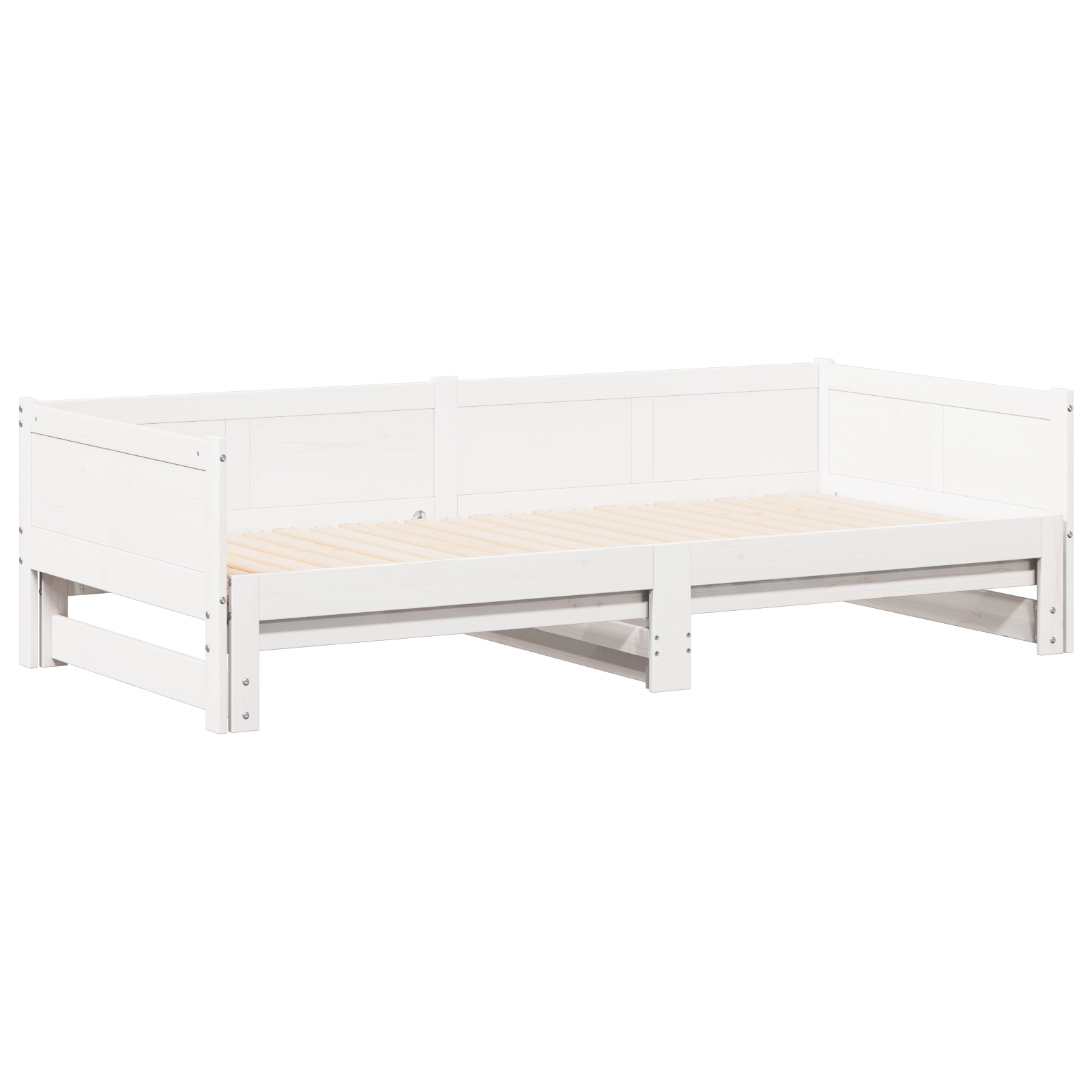 Ištraukiama dienos lova Balta 90x200 cm Kieta pušies mediena - Image 3