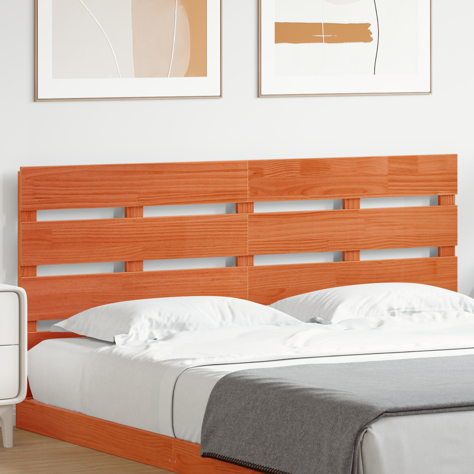 Headboard Wax Brown 140 cm Solid Wood Pine - Image 3