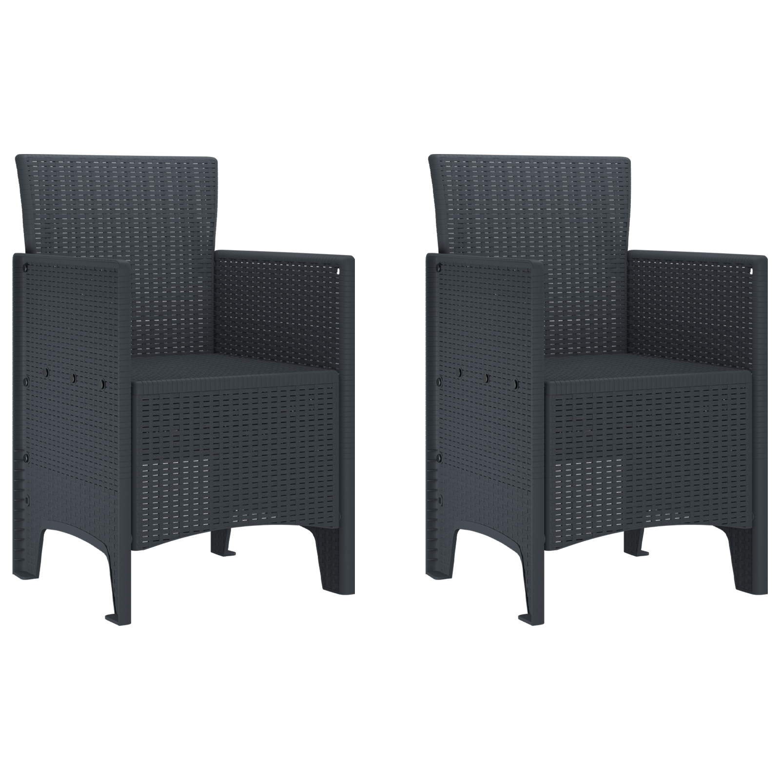Garden Chairs 2 pcs Anthracite Poly Rattan - Image 2