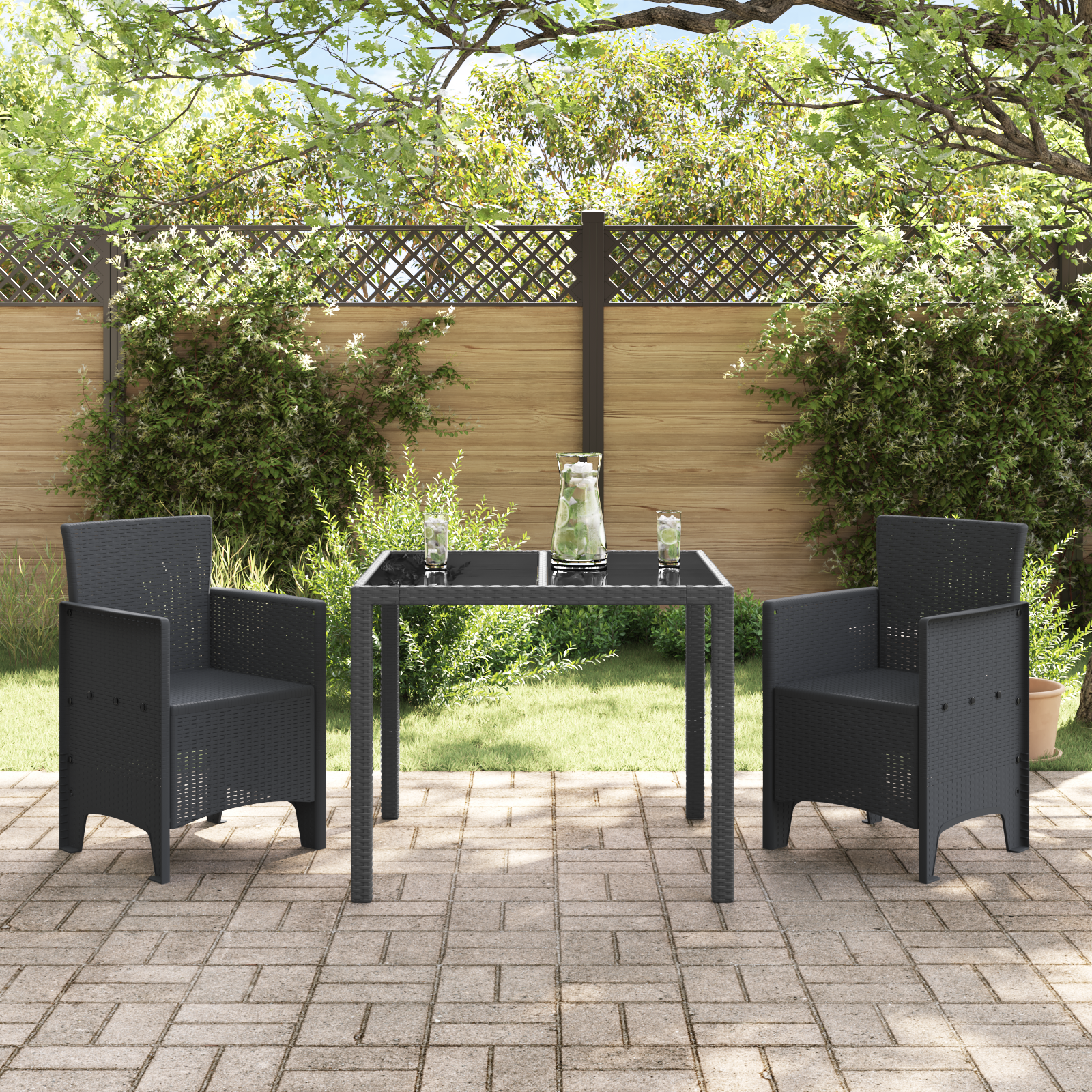 Garden Chairs 2 pcs Anthracite Poly Rattan - Image 3