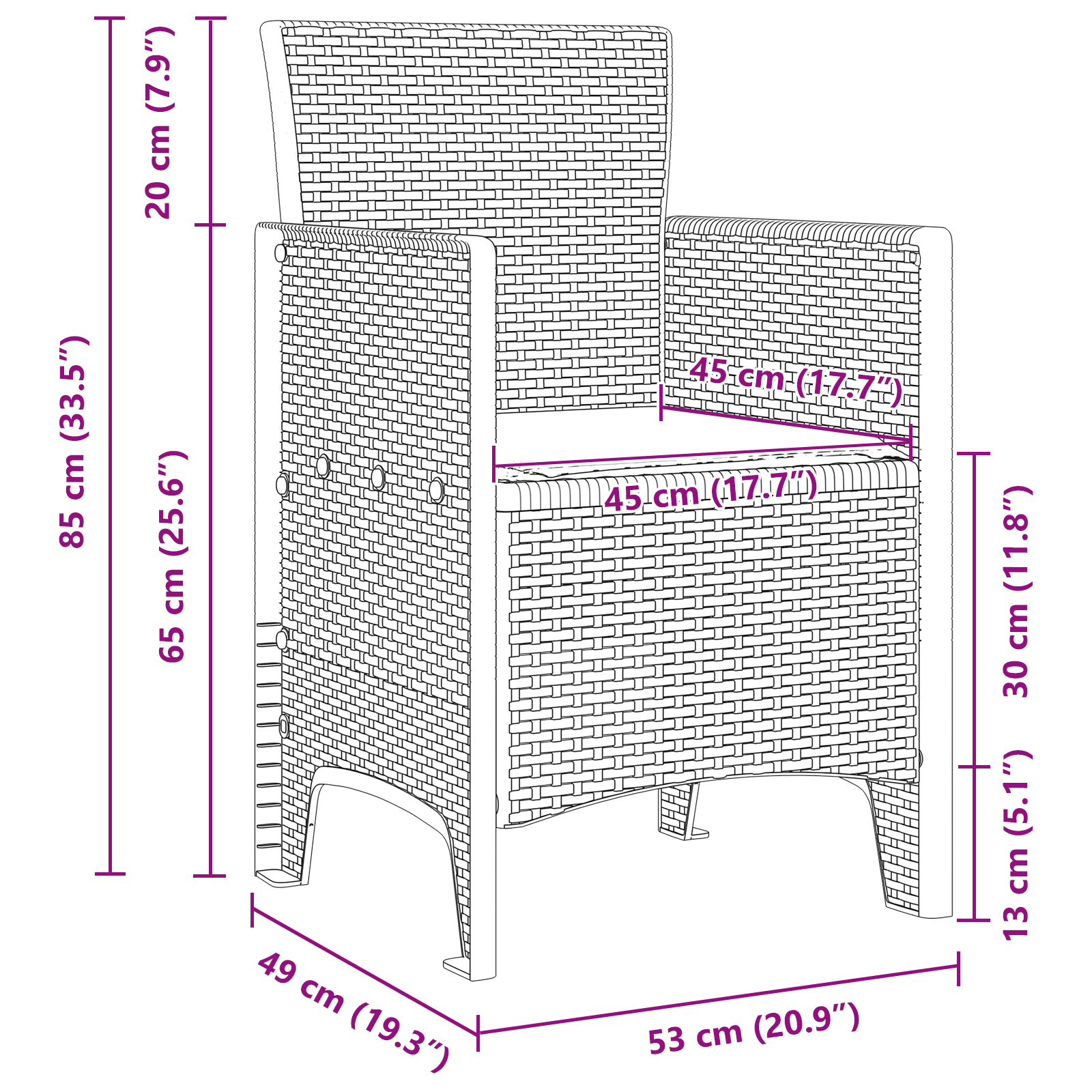Garden Chairs with Cushions 2 pcs Anthracite Poly Rattan - Image 10