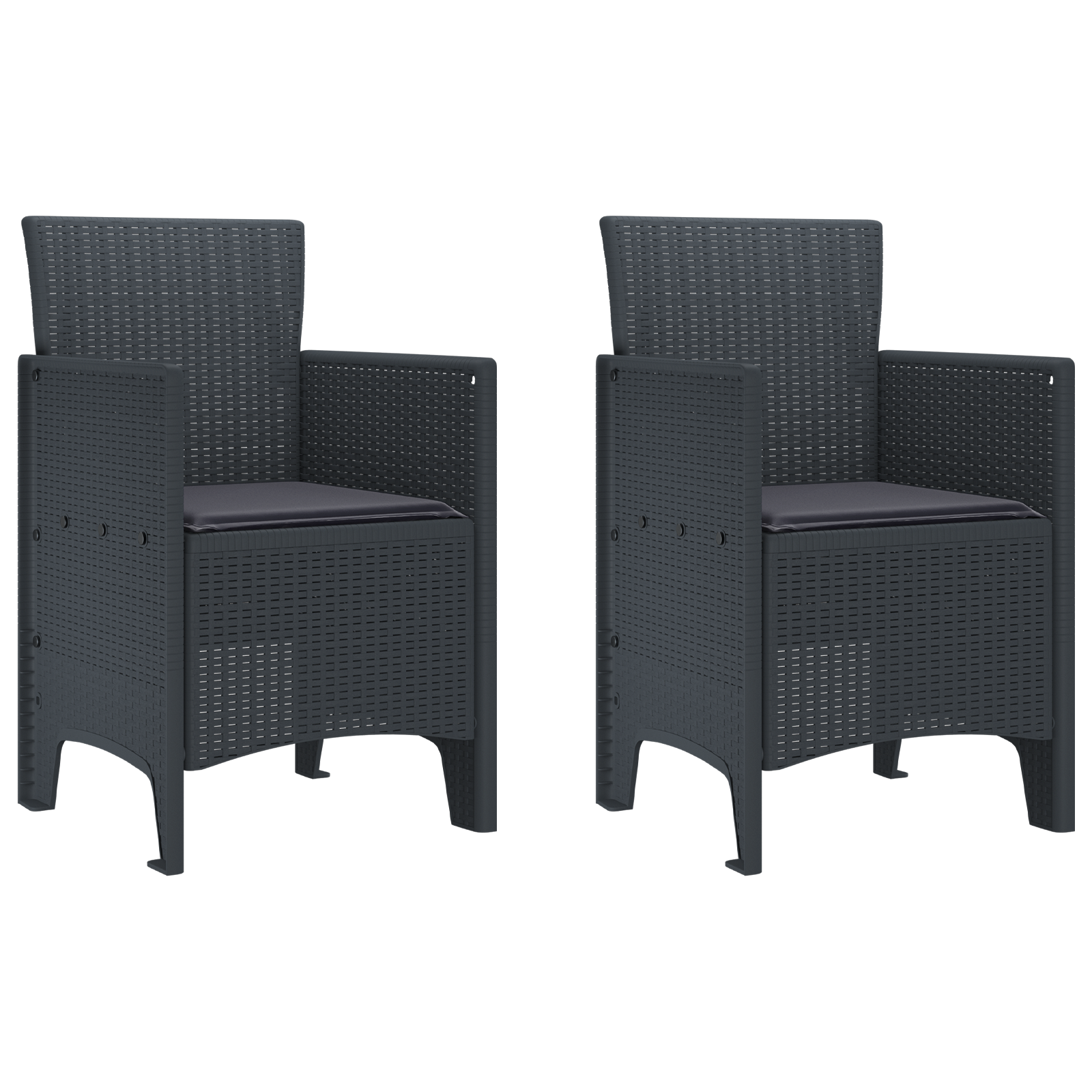 Garden Chair Set of 2 Anthracite Plastic Medium Durable - Image 2