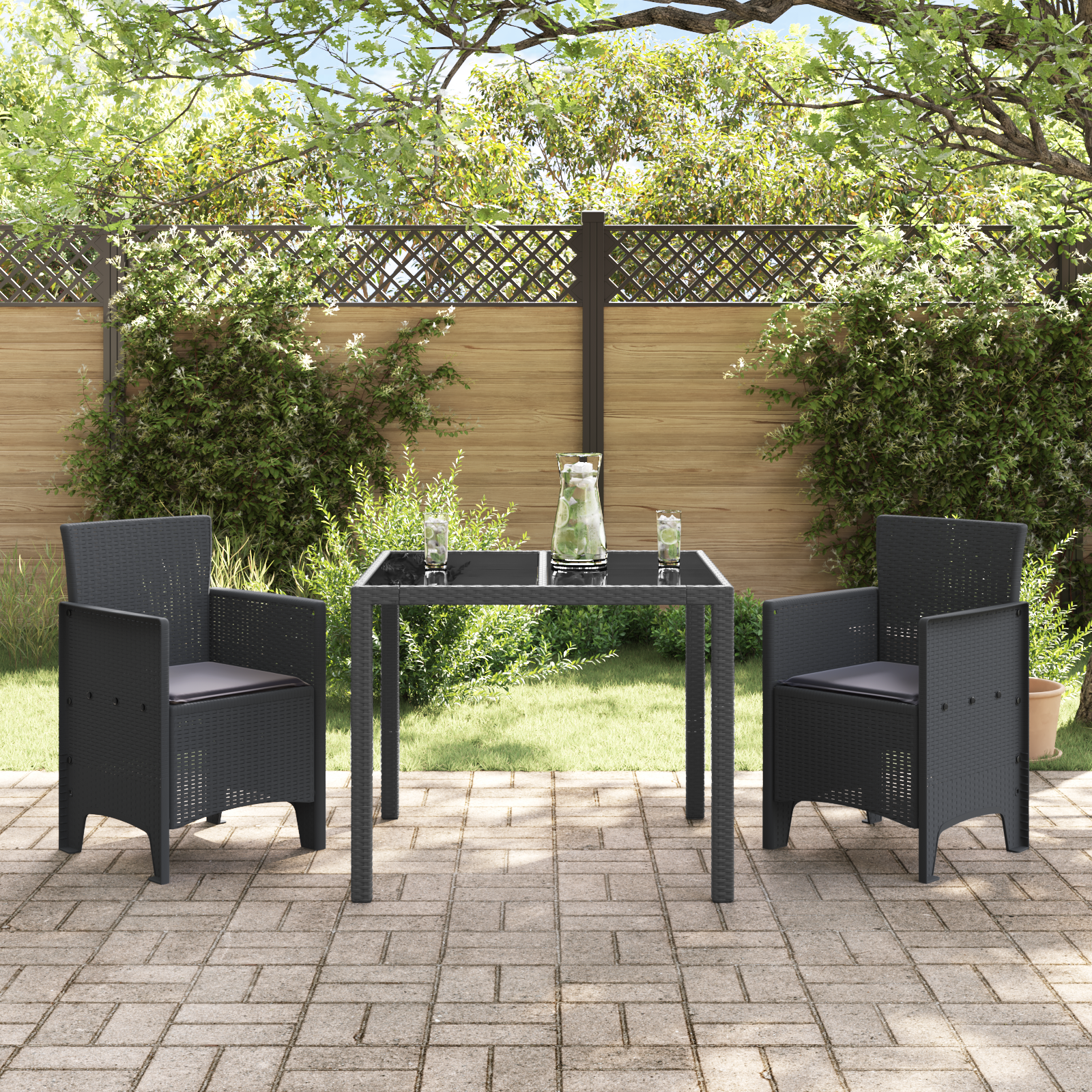 Garden Chair Set of 2 Anthracite Plastic Medium Durable - Image 3