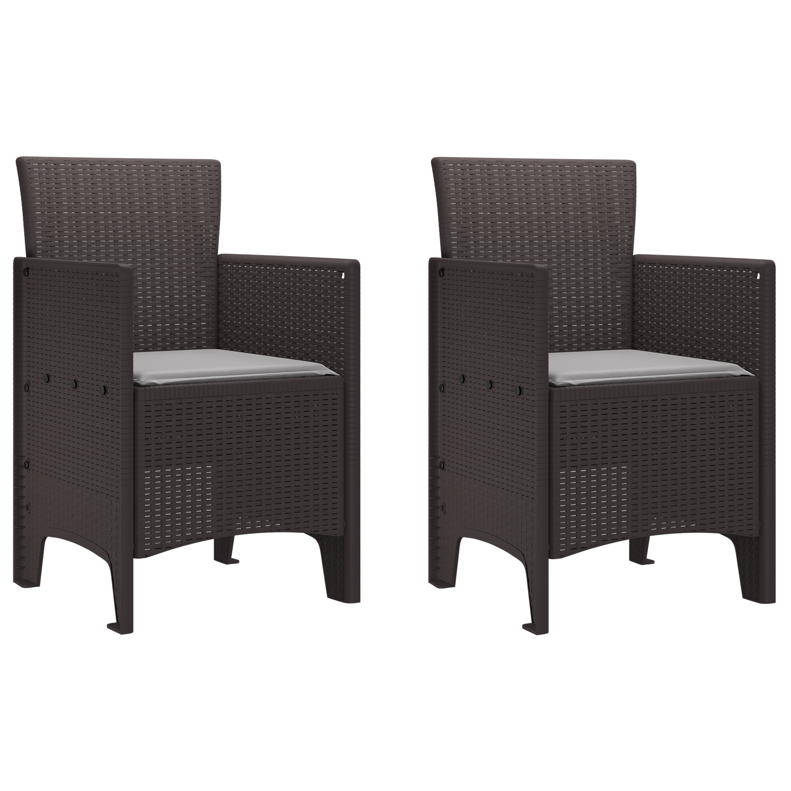 Garden Chair Set of 2 Brown Rattan Standard Durable - Image 2