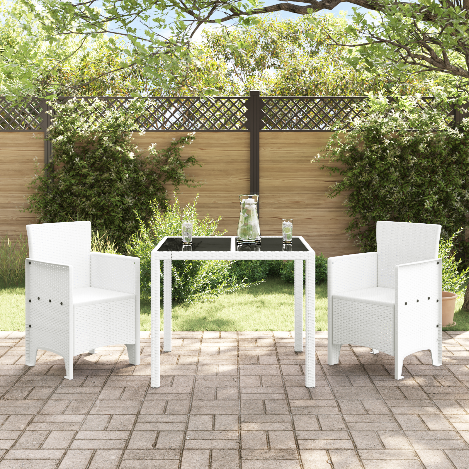 Thumbnail - vidaXL Gartenstühle 2 Stk. Weiß Poly Rattan