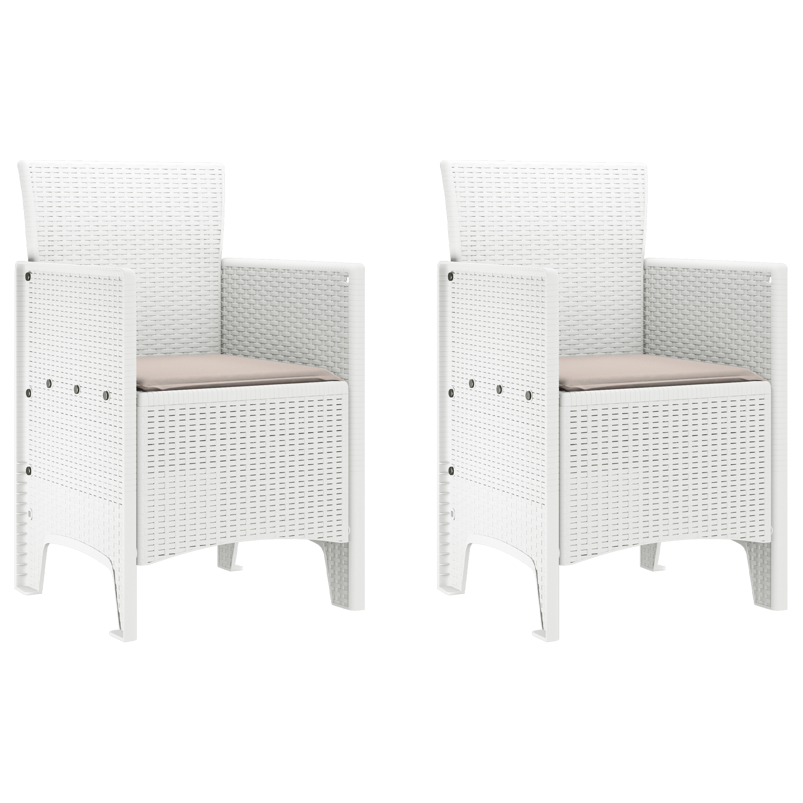 Garden Chair Set of 2 White Taupe Plastic Rattan Polyester - Image 2