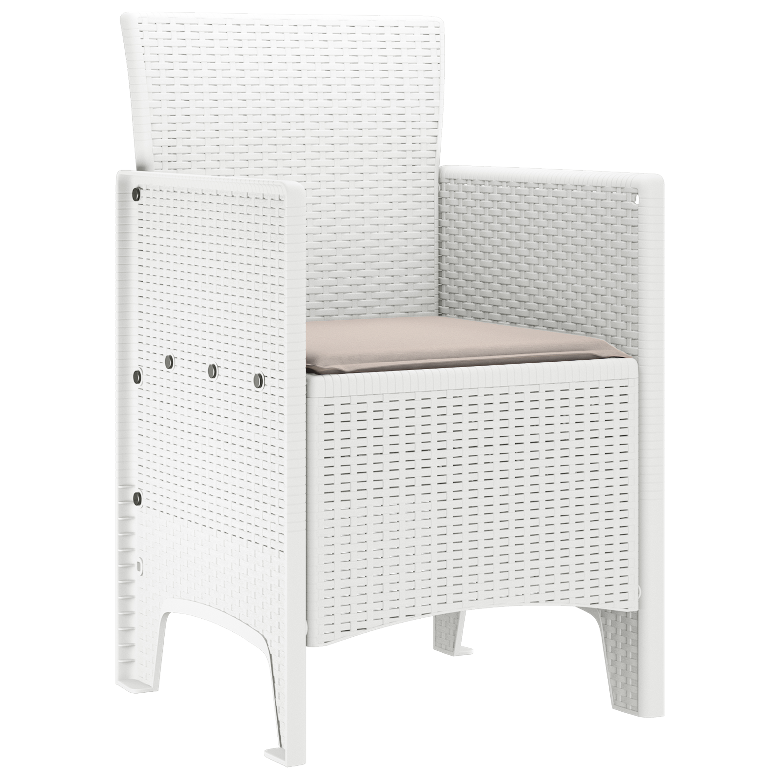 Garden Chair Set of 2 White Taupe Plastic Rattan Polyester - Image 4