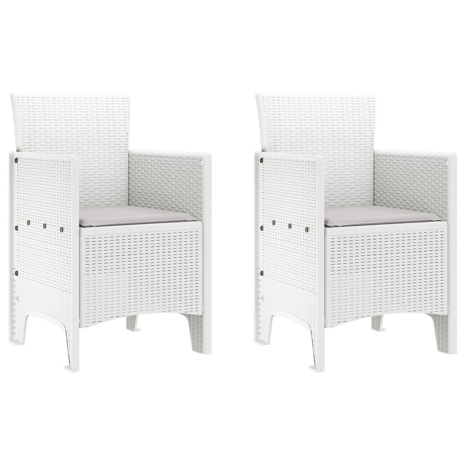 Garden Chair Set of 2 White, Light Grey Plastic, Fabric Medium - Image 2