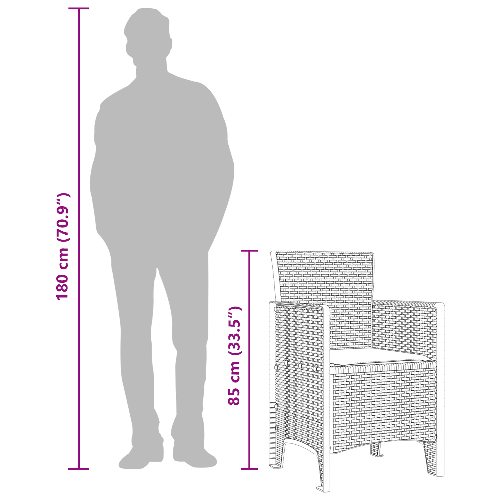 Garden Chair Set of 2 White, Light Grey Plastic, Fabric Medium - Image 11