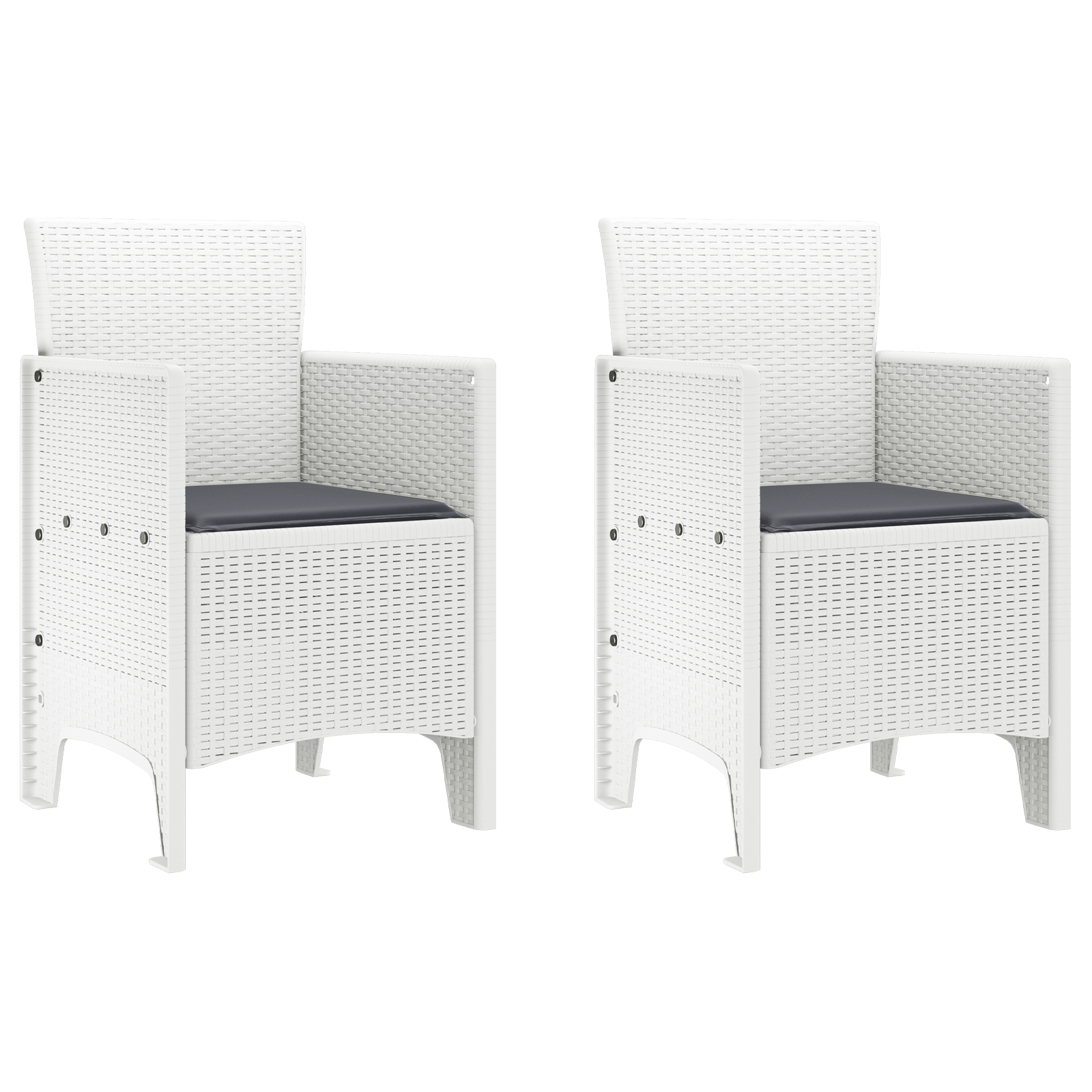 Garden Chairs with Cushions 2 pcs White Poly Rattan - Image 2