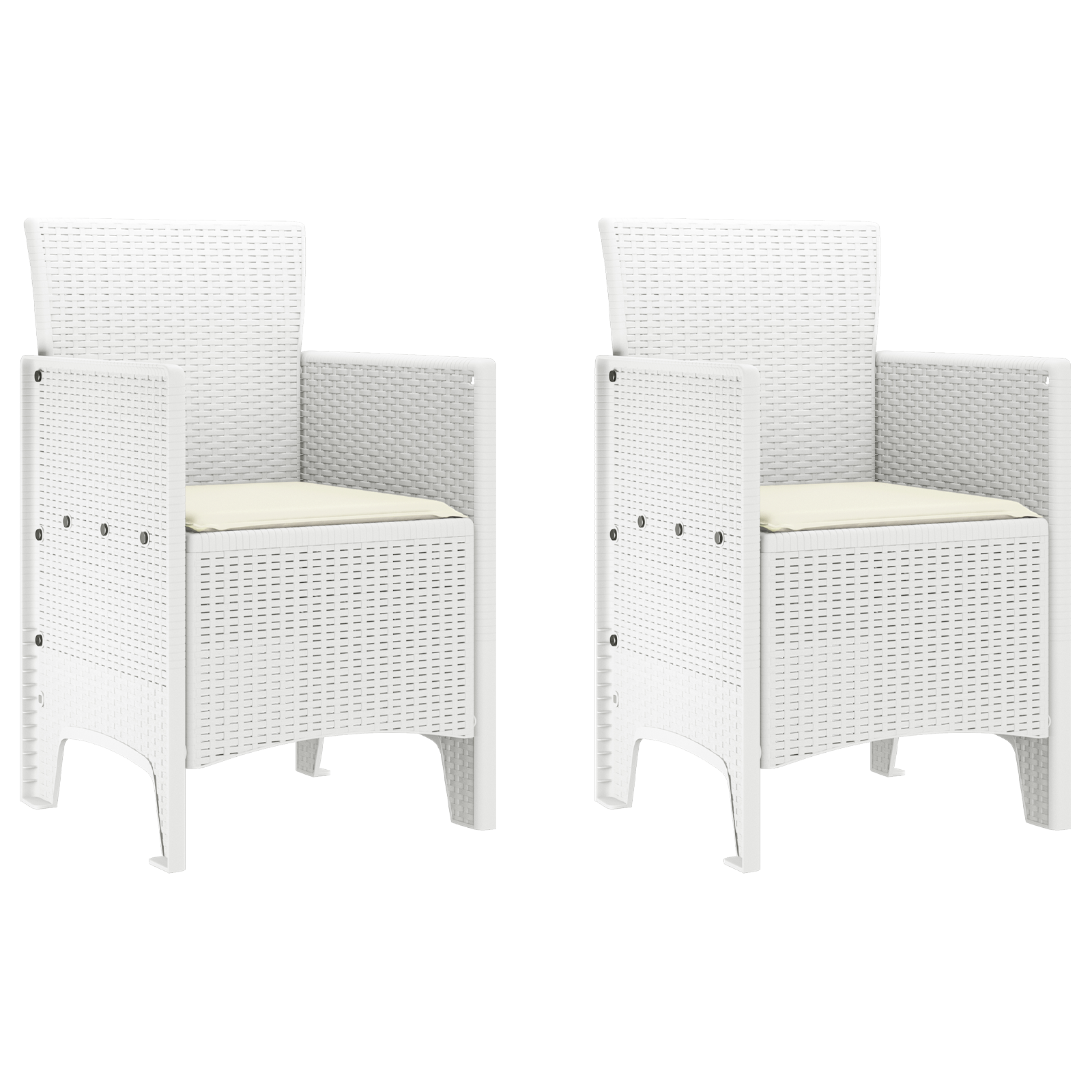 Garden Chairs with Cushions 2 pcs White Poly Rattan - Image 2