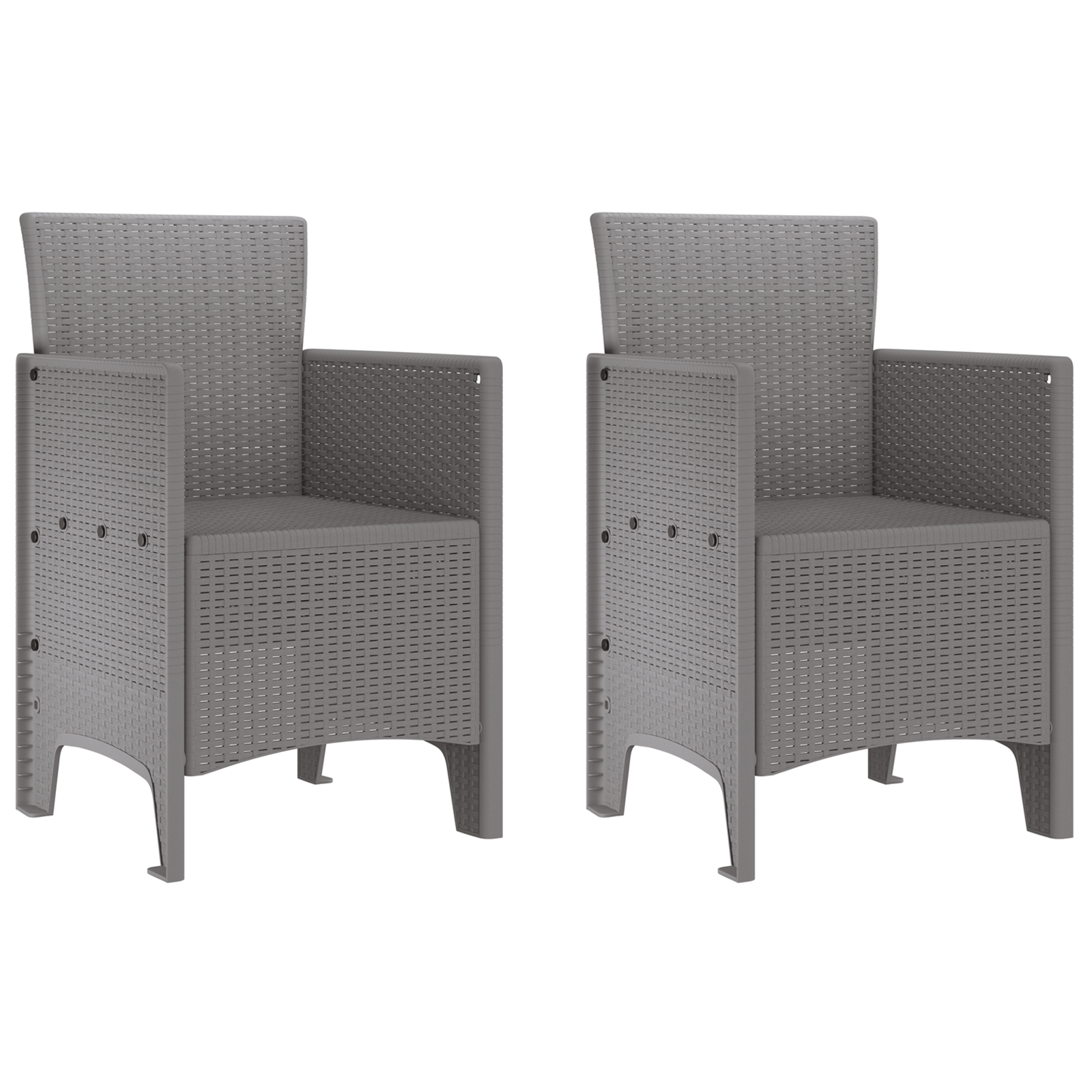 Garden Chairs 2 pcs Light Grey Poly Rattan - Image 2