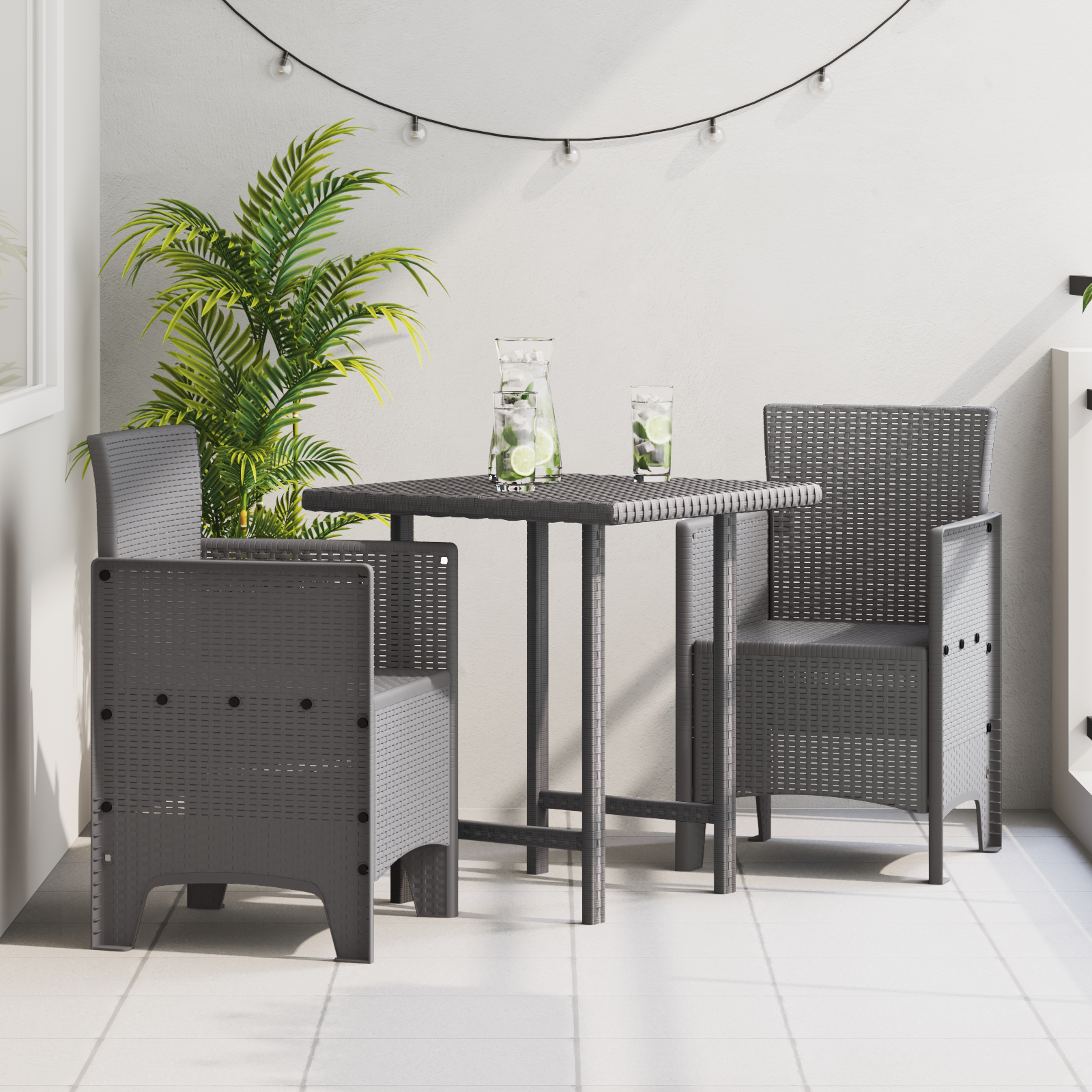 vidaXL Scaun pentru Grădină 2 pcs Gri deschis