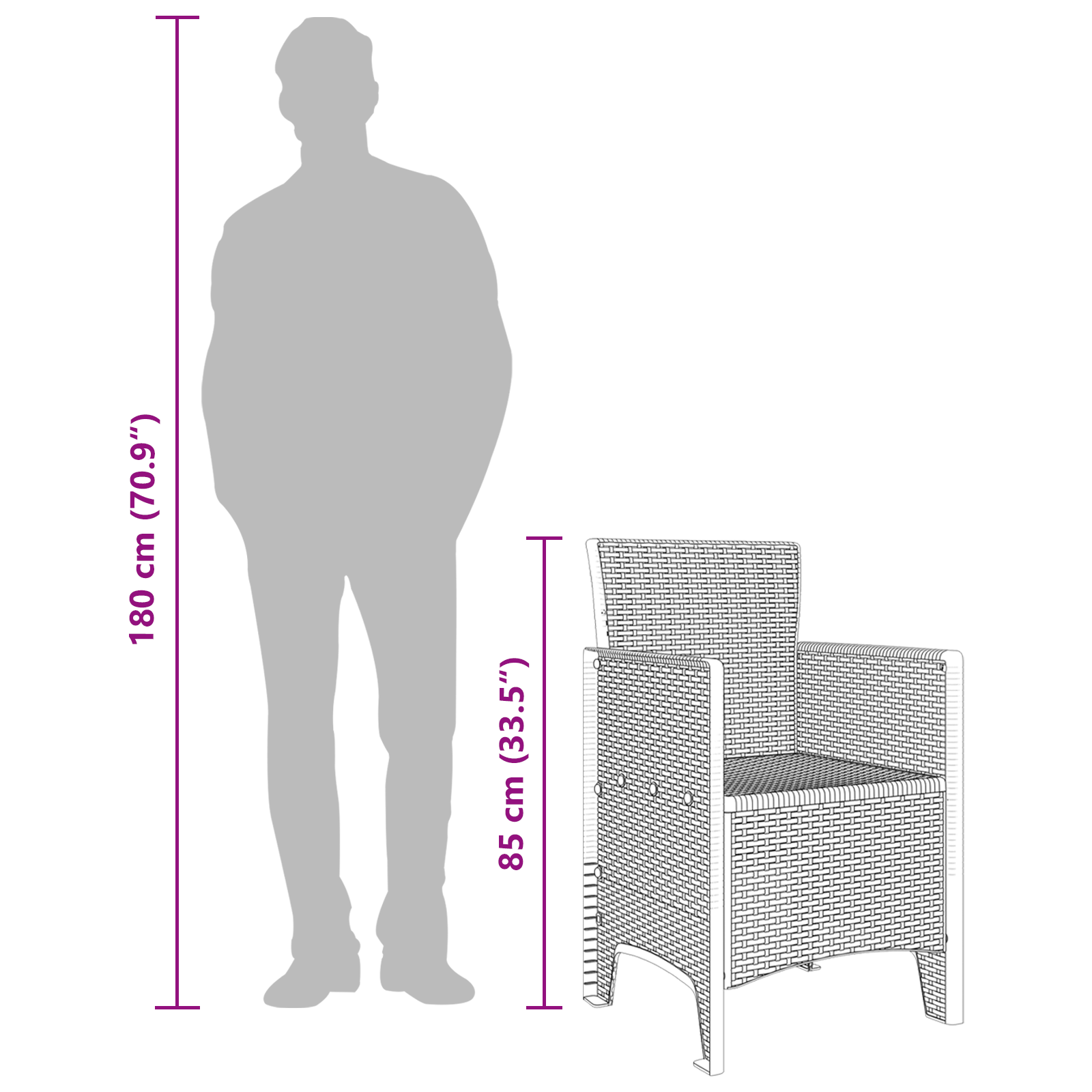 Garden Chairs 2 pcs Light Grey Poly Rattan - Image 11