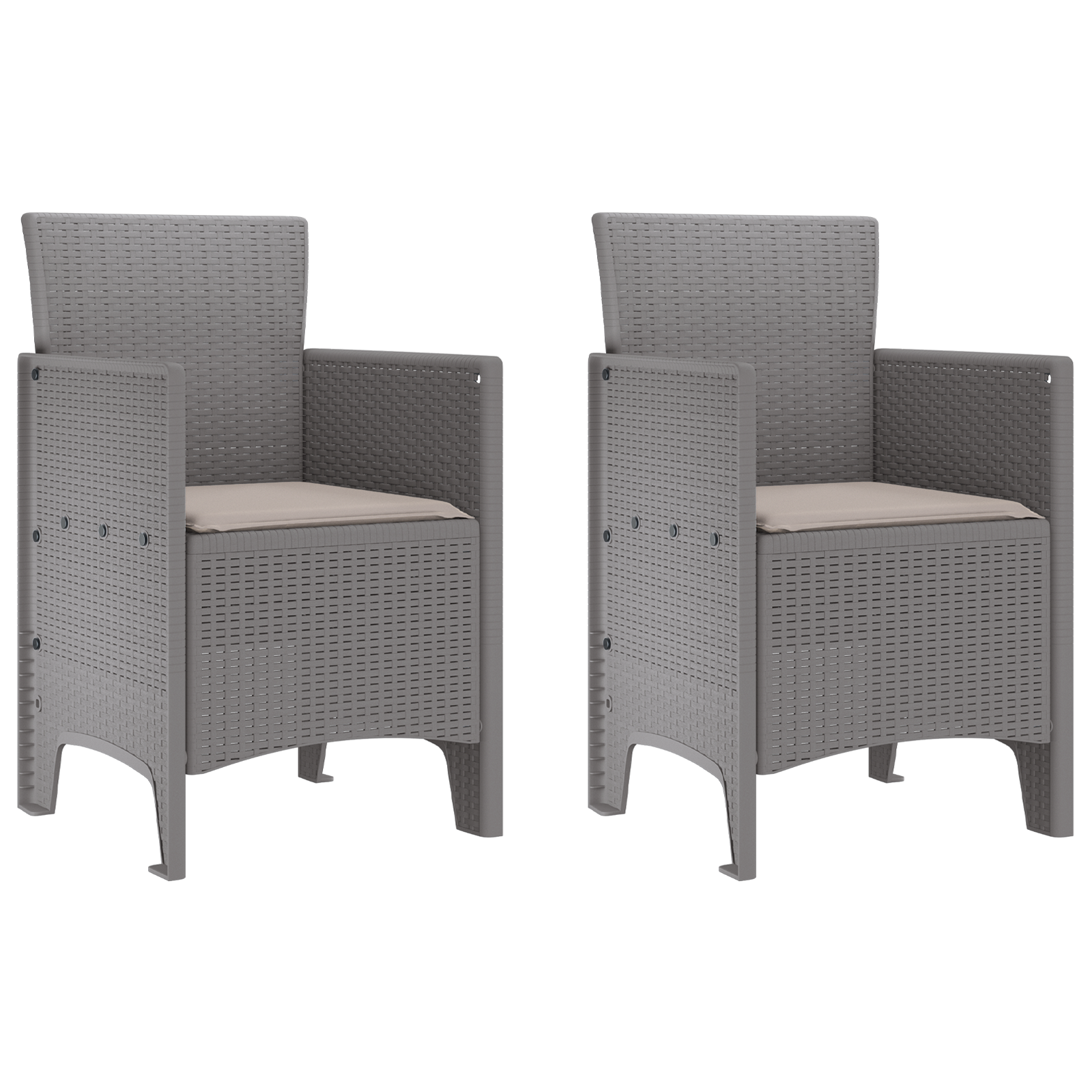 Garden Chairs with Cushions 2 pcs Light Grey Poly Rattan - Image 2