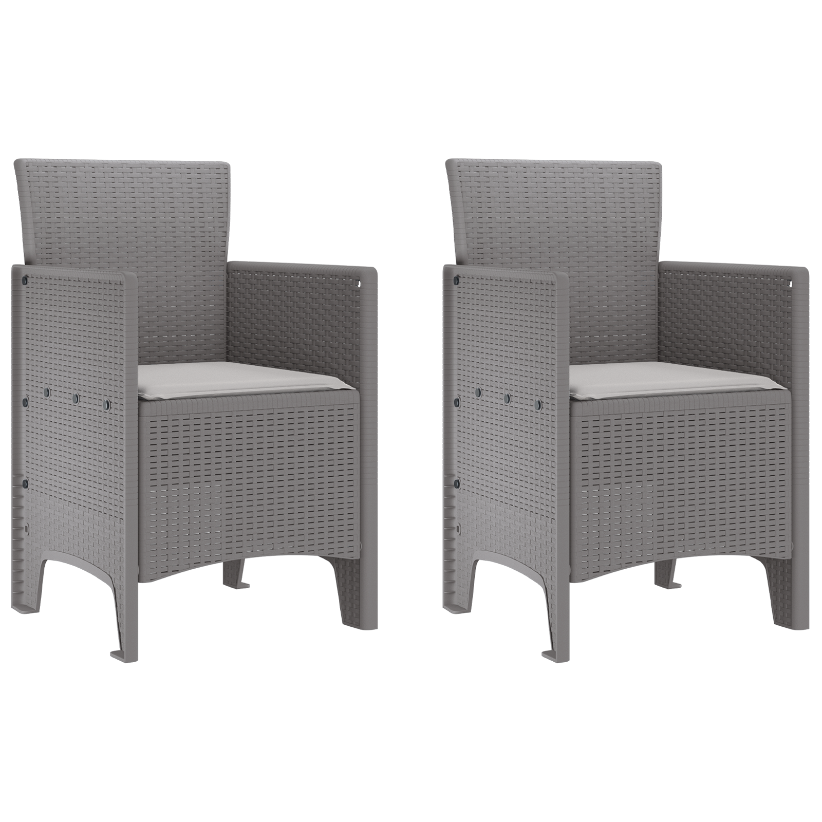 Garden Chairs with Cushions 2 pcs Light Grey Poly Rattan - Image 2