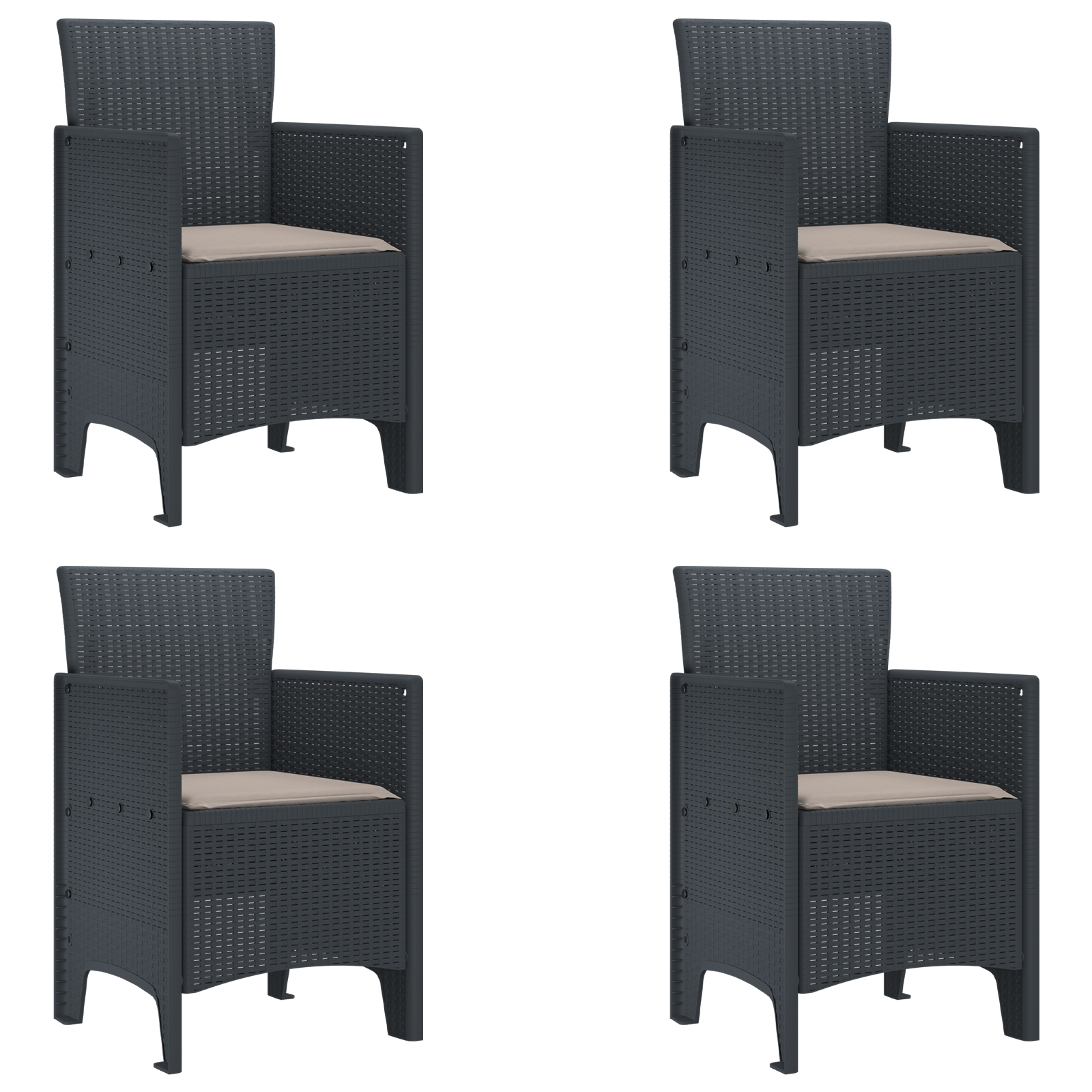 Garden Chairs with Cushions 4 pcs Anthracite Poly Rattan - Image 2