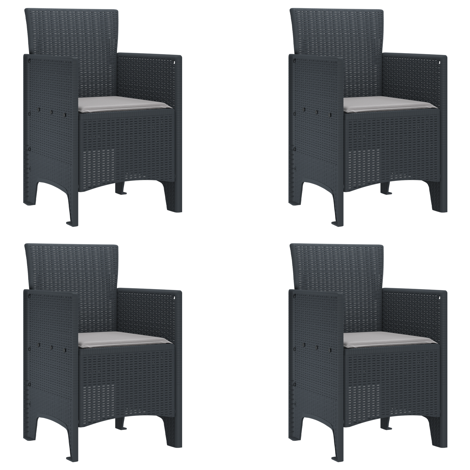 Garden Chairs with Cushions 4 pcs Anthracite Poly Rattan - Image 2