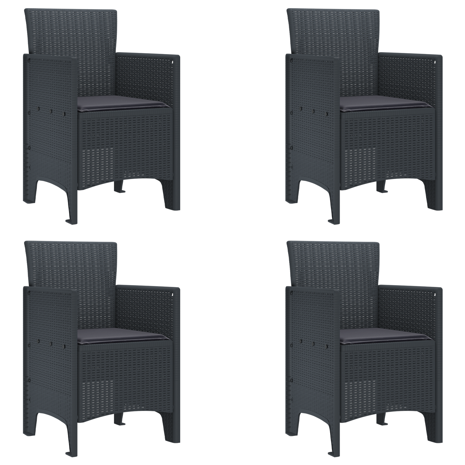 Garden Chairs with Cushions 4 pcs Anthracite Poly Rattan - Image 2