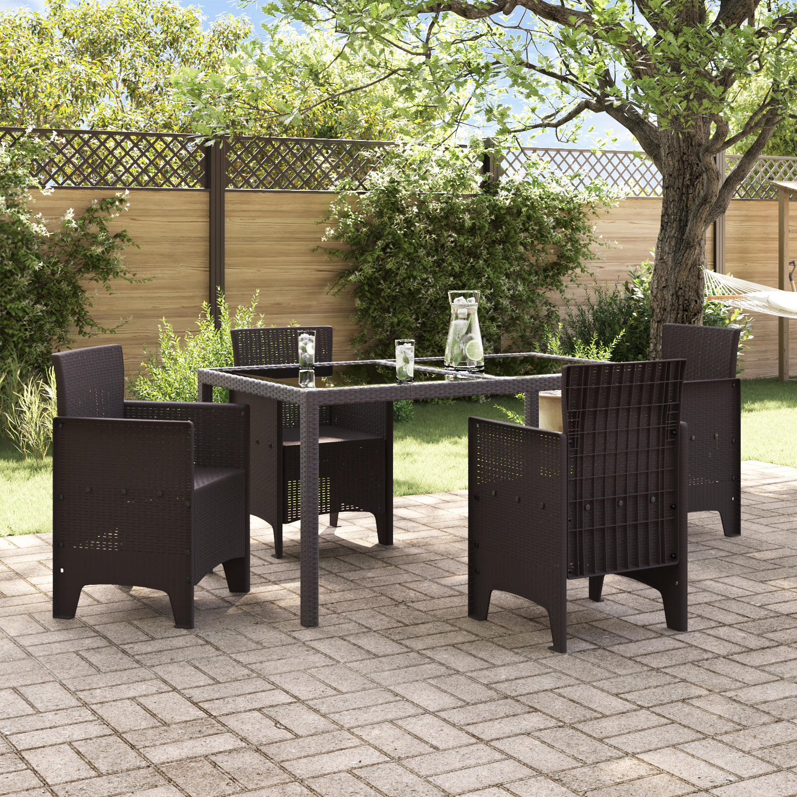 Garden Chairs 4 pcs Brown Poly Rattan - Image 3